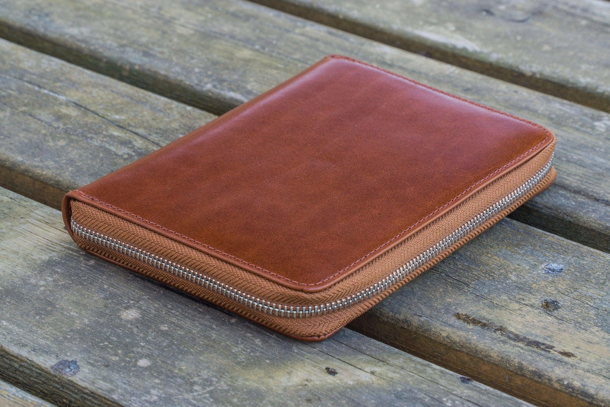 5'li Fermuarlı Deri Kalemlik - Kahverengi