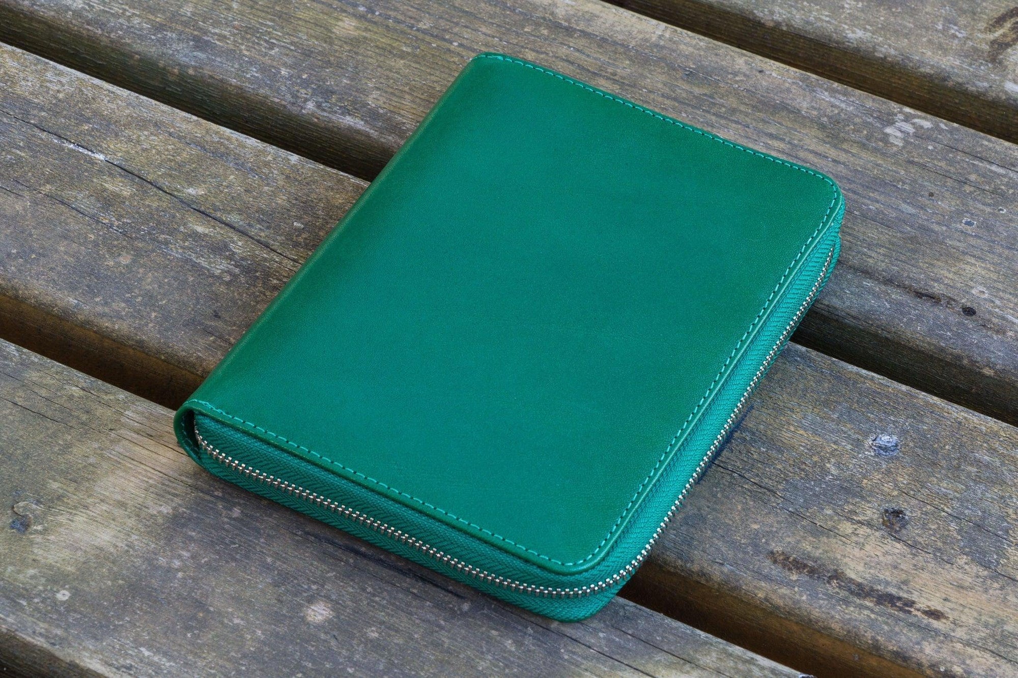 5'li Fermuarlı Deri Kalemlik - Yeşil