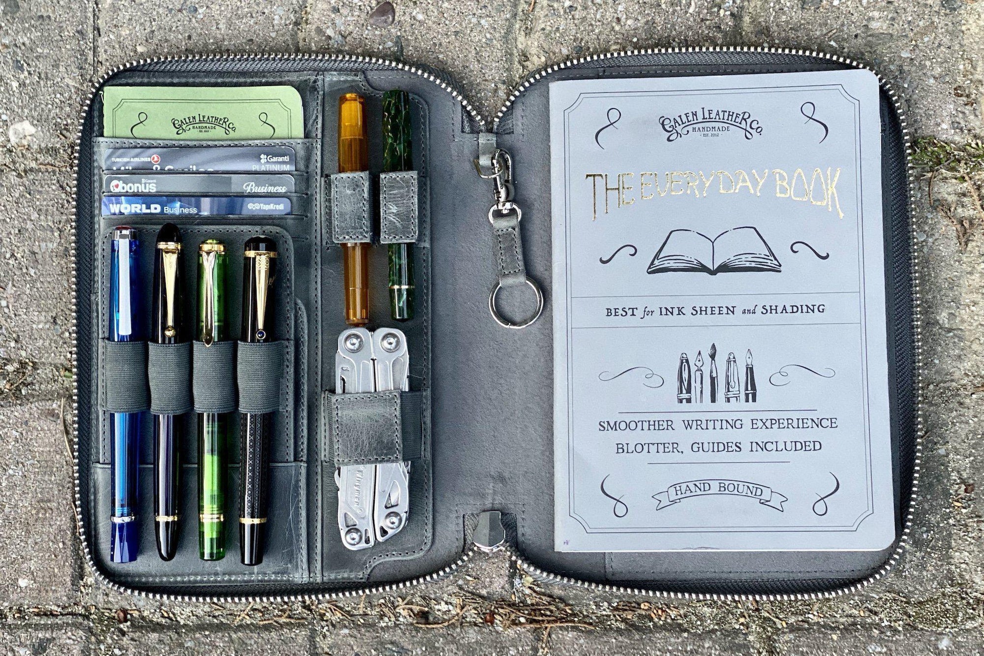 A5 Deri Organizer ve Kalemlik - Crazy Horse Füme