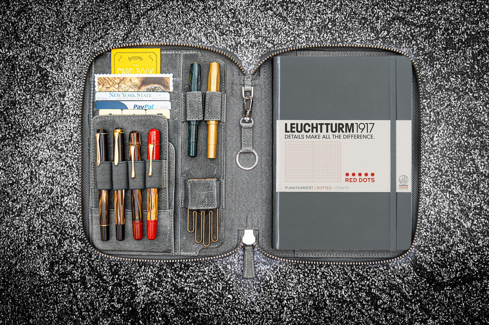 A5 Deri Organizer ve Kalemlik - Crazy Horse Füme