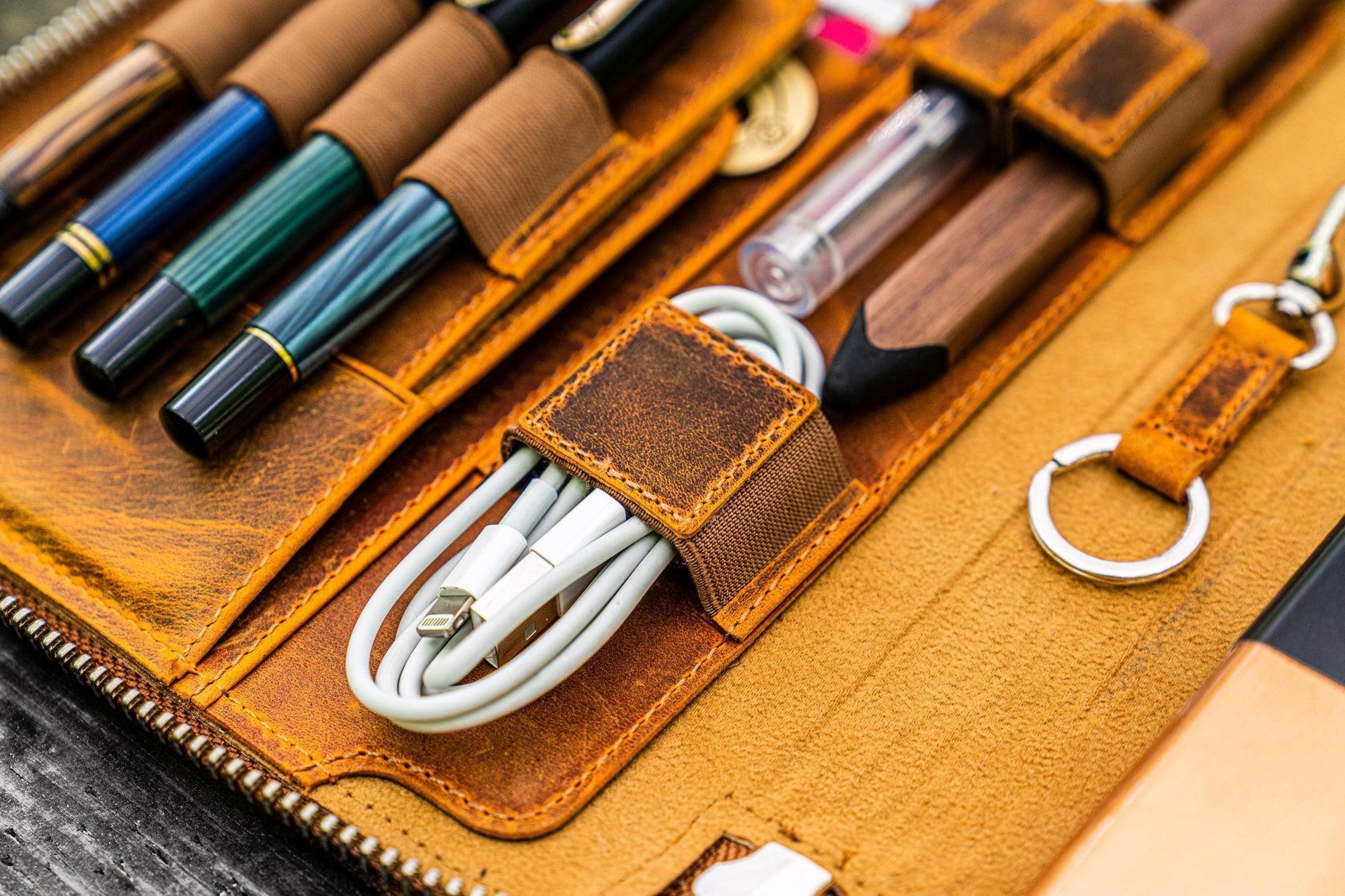 A5 Deri Organizer ve Kalemlik - Crazy Horse Taba / Kahverengi