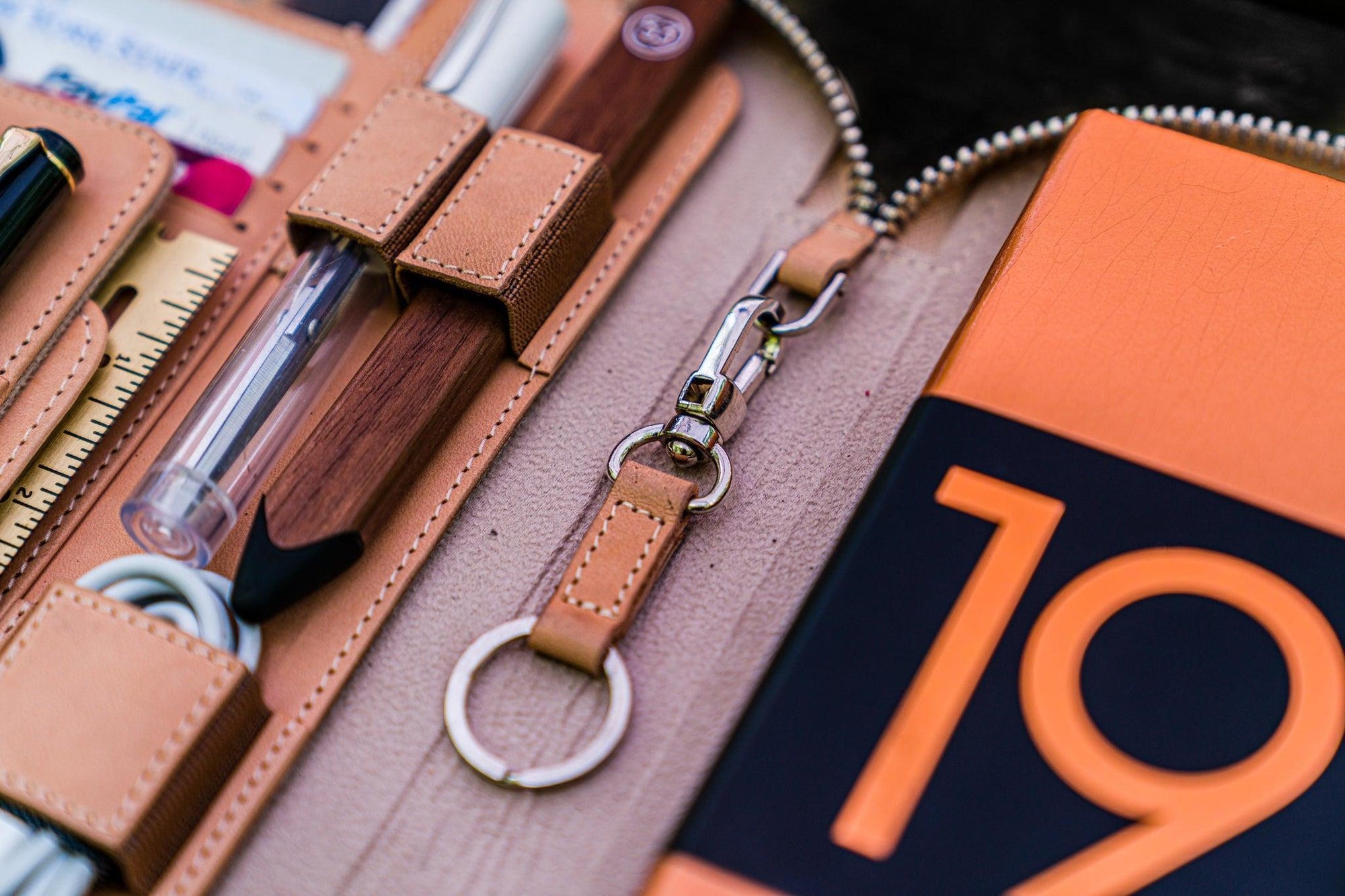 A5 Deri Organizer ve Kalemlik - Natürel Deri