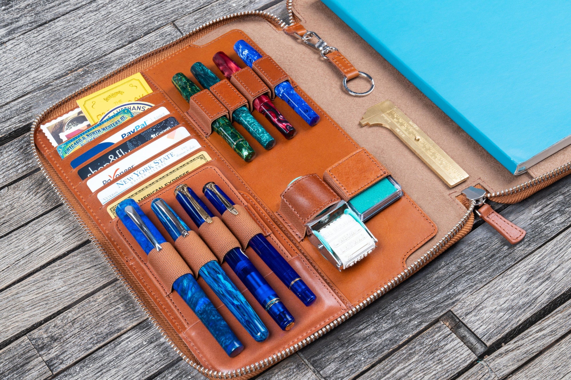 B5 Deri Organizer ve Kalemlik - Brown