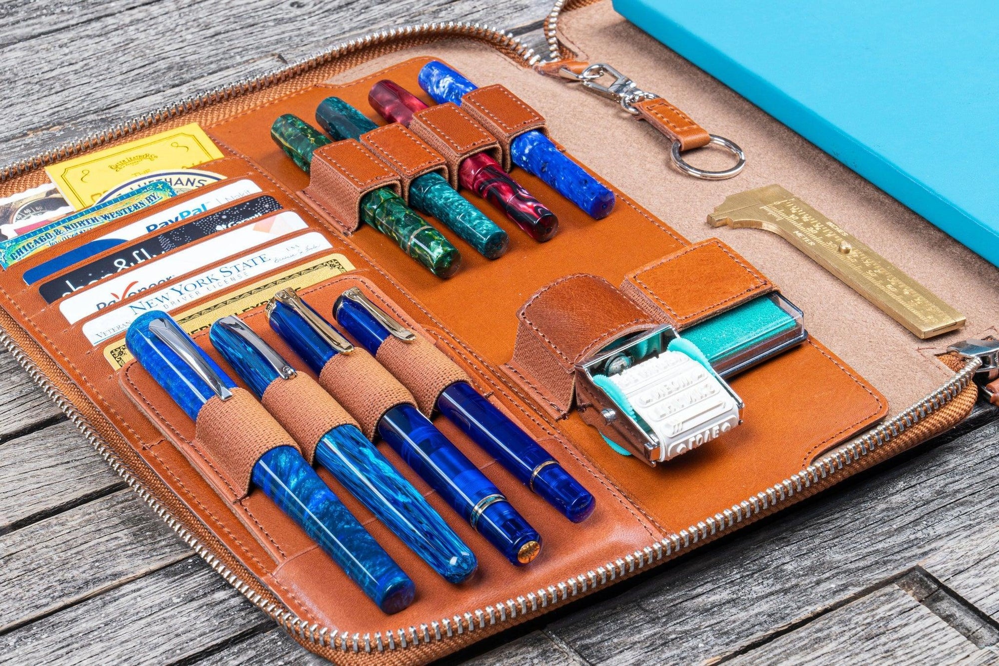 B5 Deri Organizer ve Kalemlik - Brown