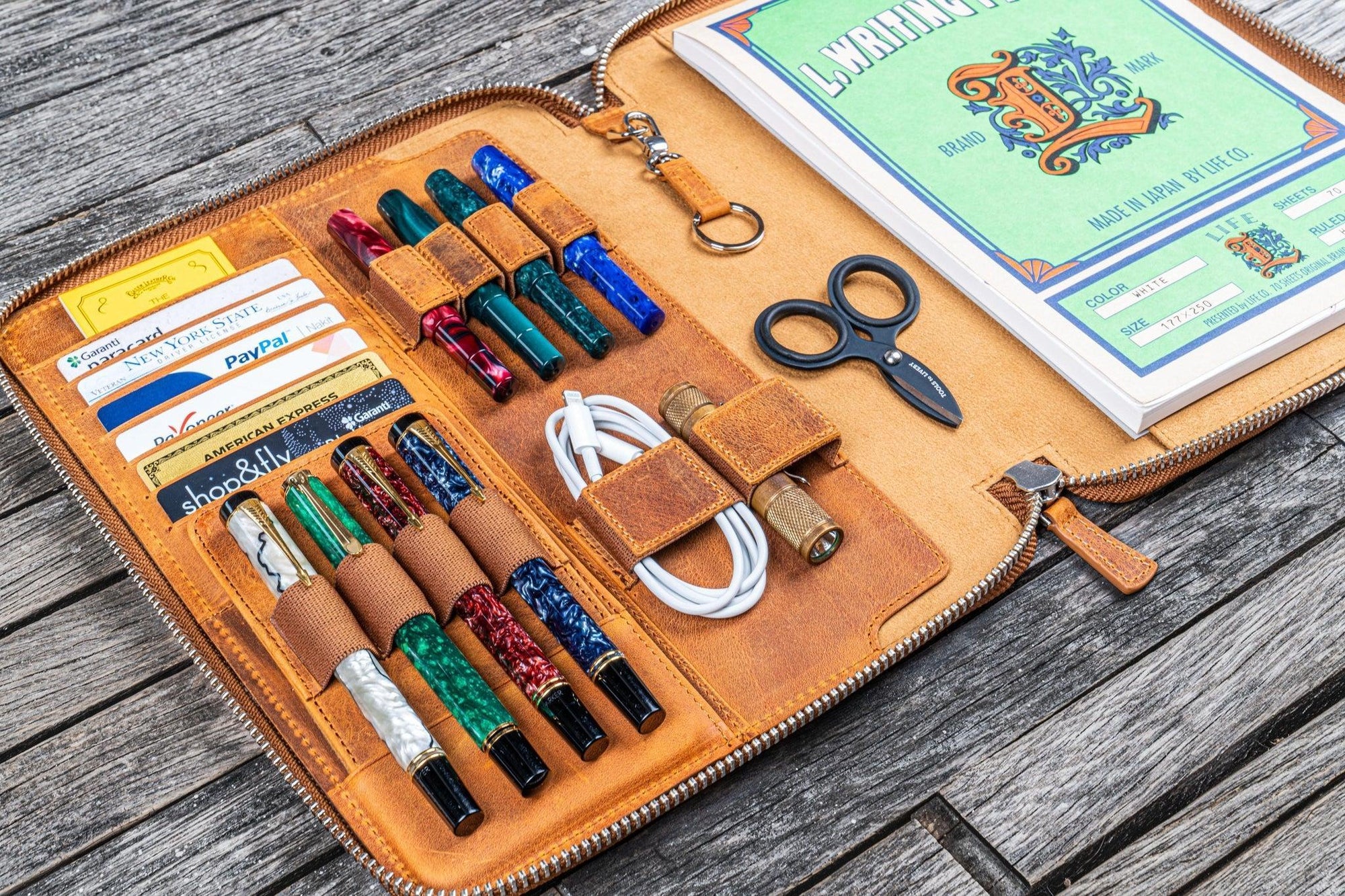 B5 Deri Organizer ve Kalemlik - Crazy Horse Brown