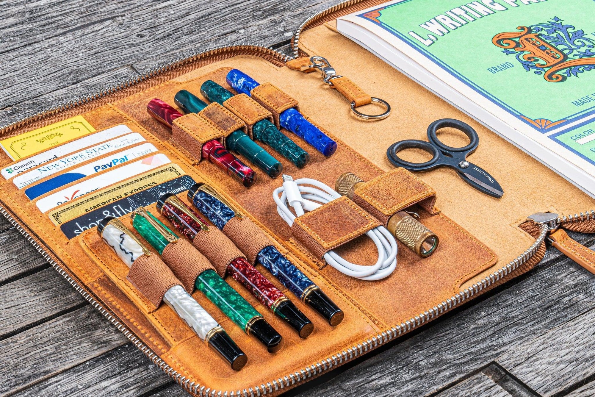 B5 Deri Organizer ve Kalemlik - Crazy Horse Brown