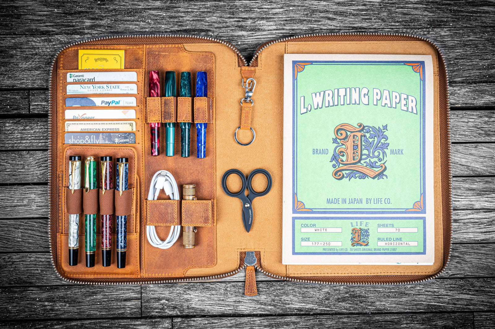 B5 Deri Organizer ve Kalemlik - Crazy Horse Brown