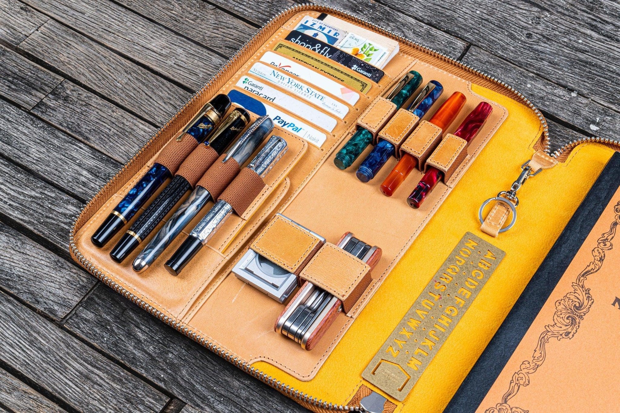 B5 Deri Organizer ve Kalemlik - Crazy Horse Honey Ochre