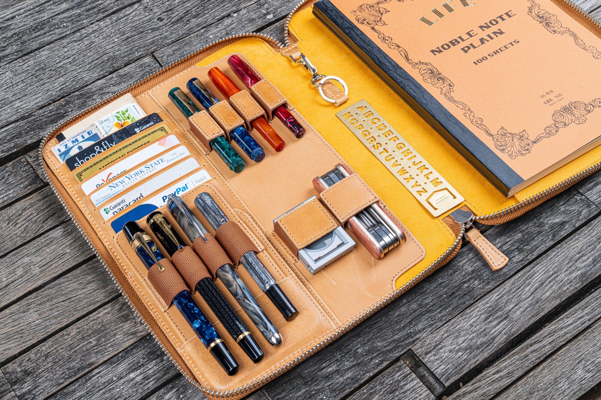 B5 Deri Organizer ve Kalemlik - Crazy Horse Honey Ochre