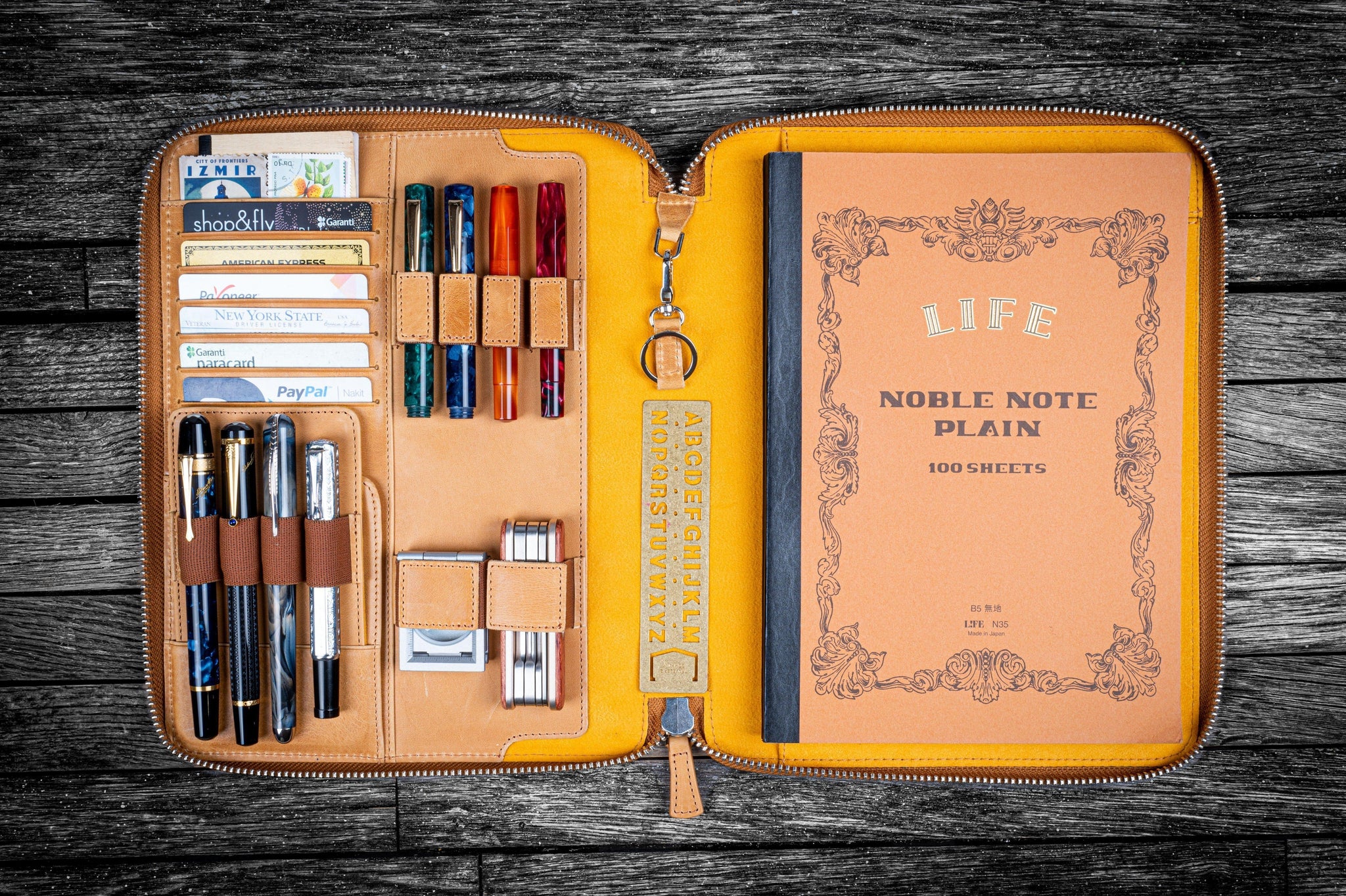 B5 Deri Organizer ve Kalemlik - Crazy Horse Honey Ochre | Galen TR