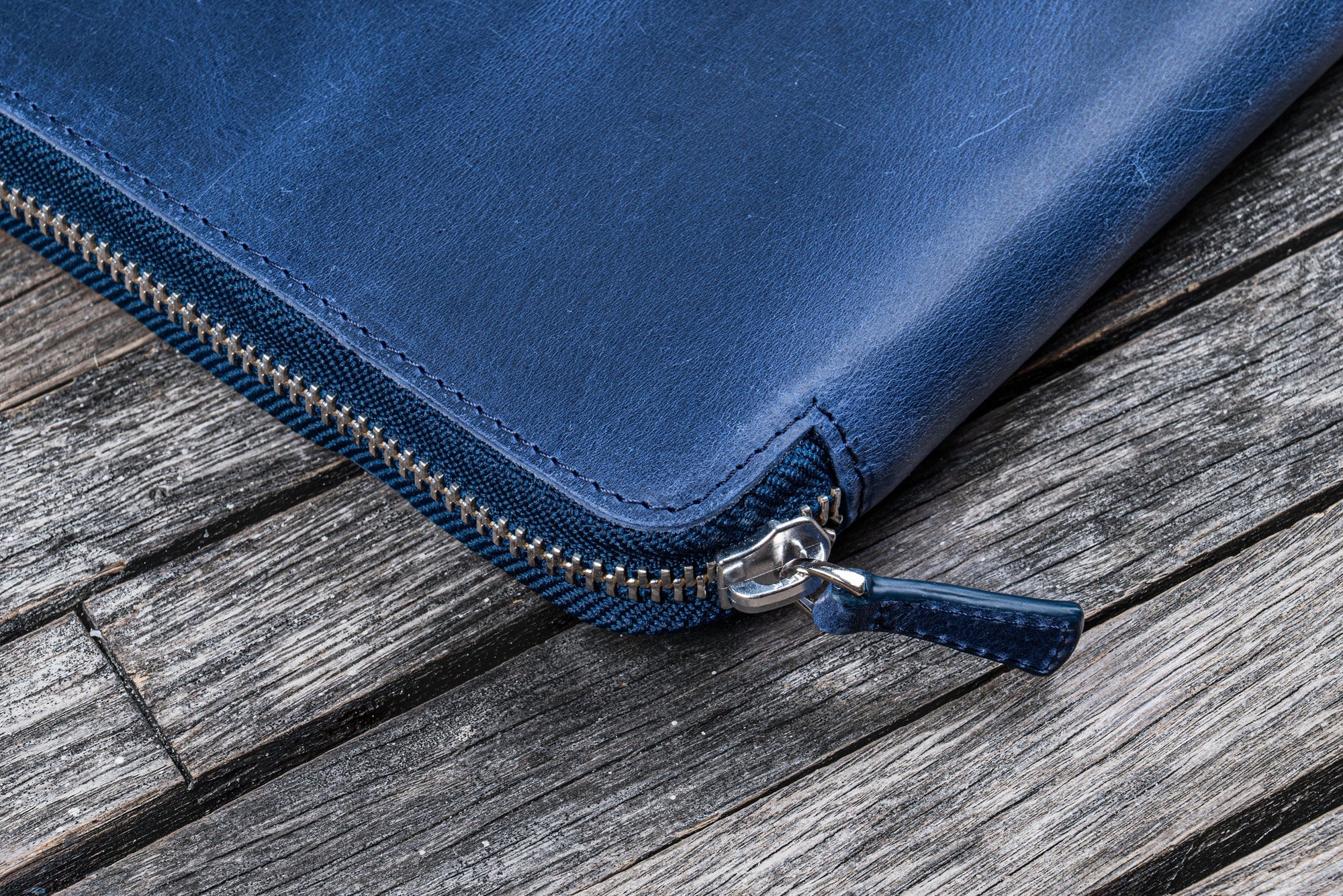 B5 Deri Organizer ve Kalemlik - Crazy Horse Navy Blue