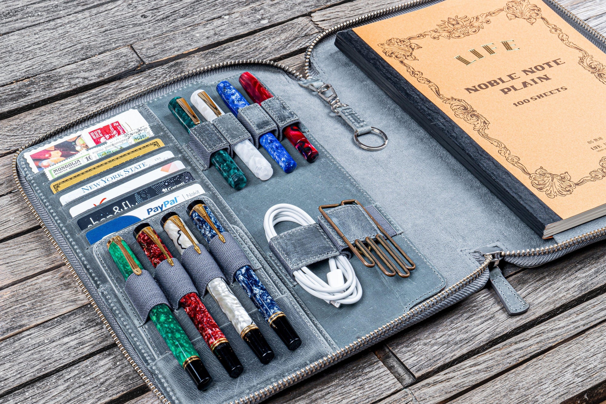 B5 Deri Organizer ve Kalemlik - Crazy Horse Smoky