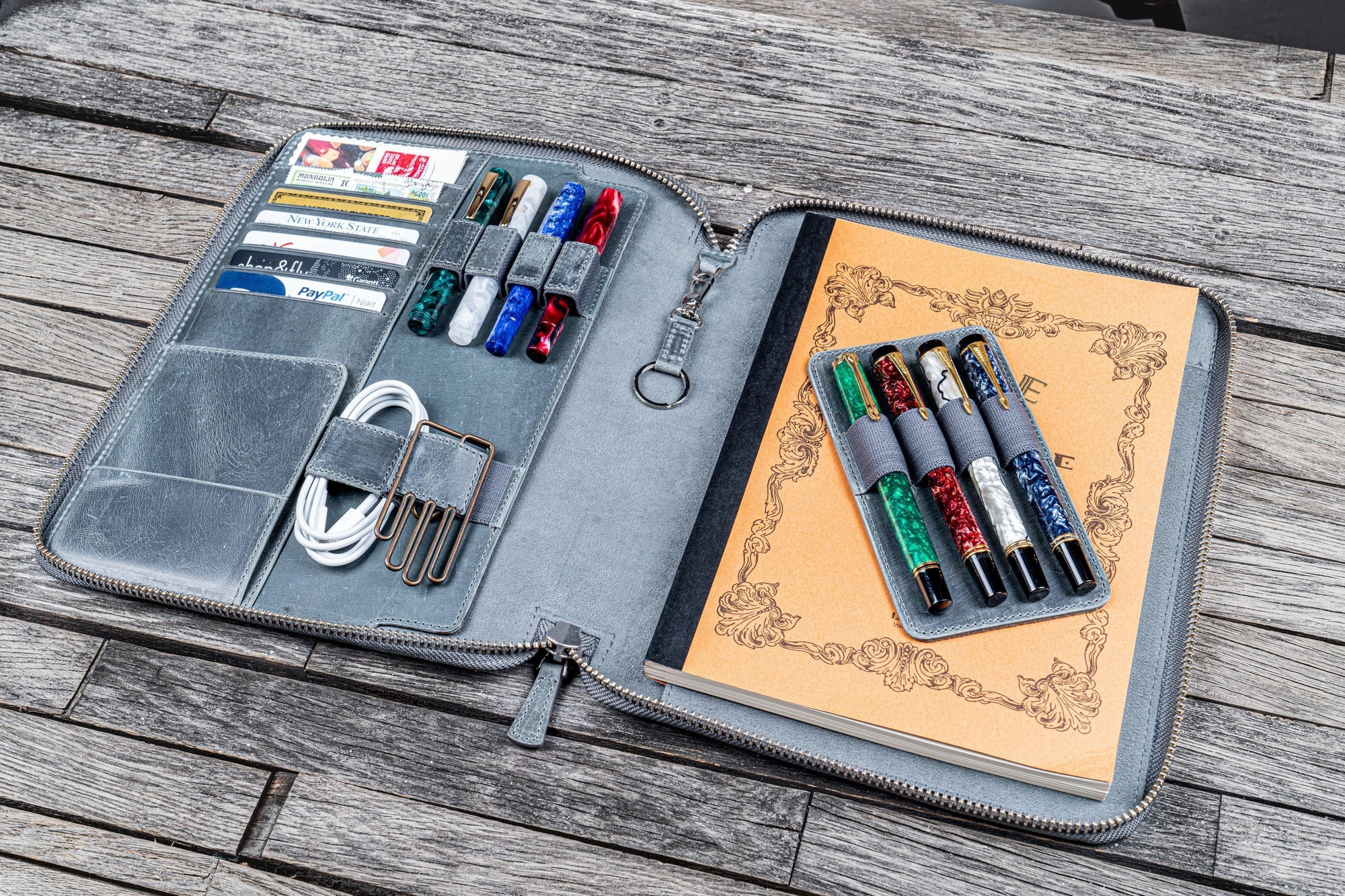 B5 Deri Organizer ve Kalemlik - Crazy Horse Smoky