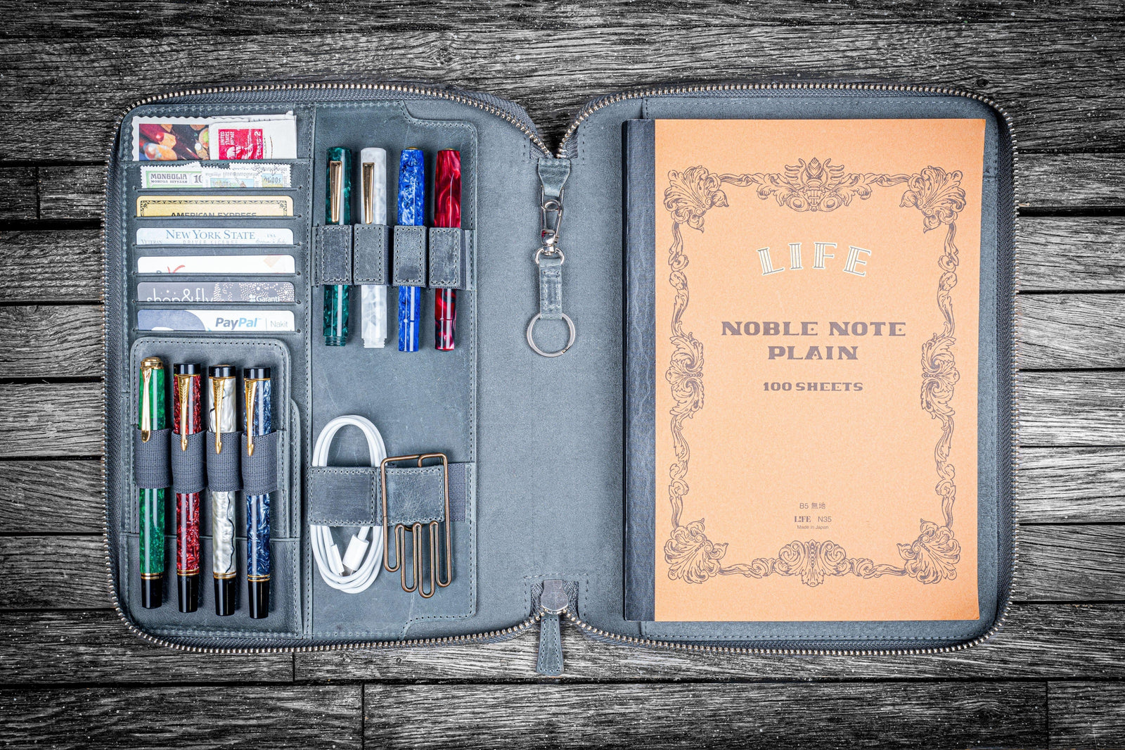 B5 Deri Organizer ve Kalemlik - Crazy Horse Smoky