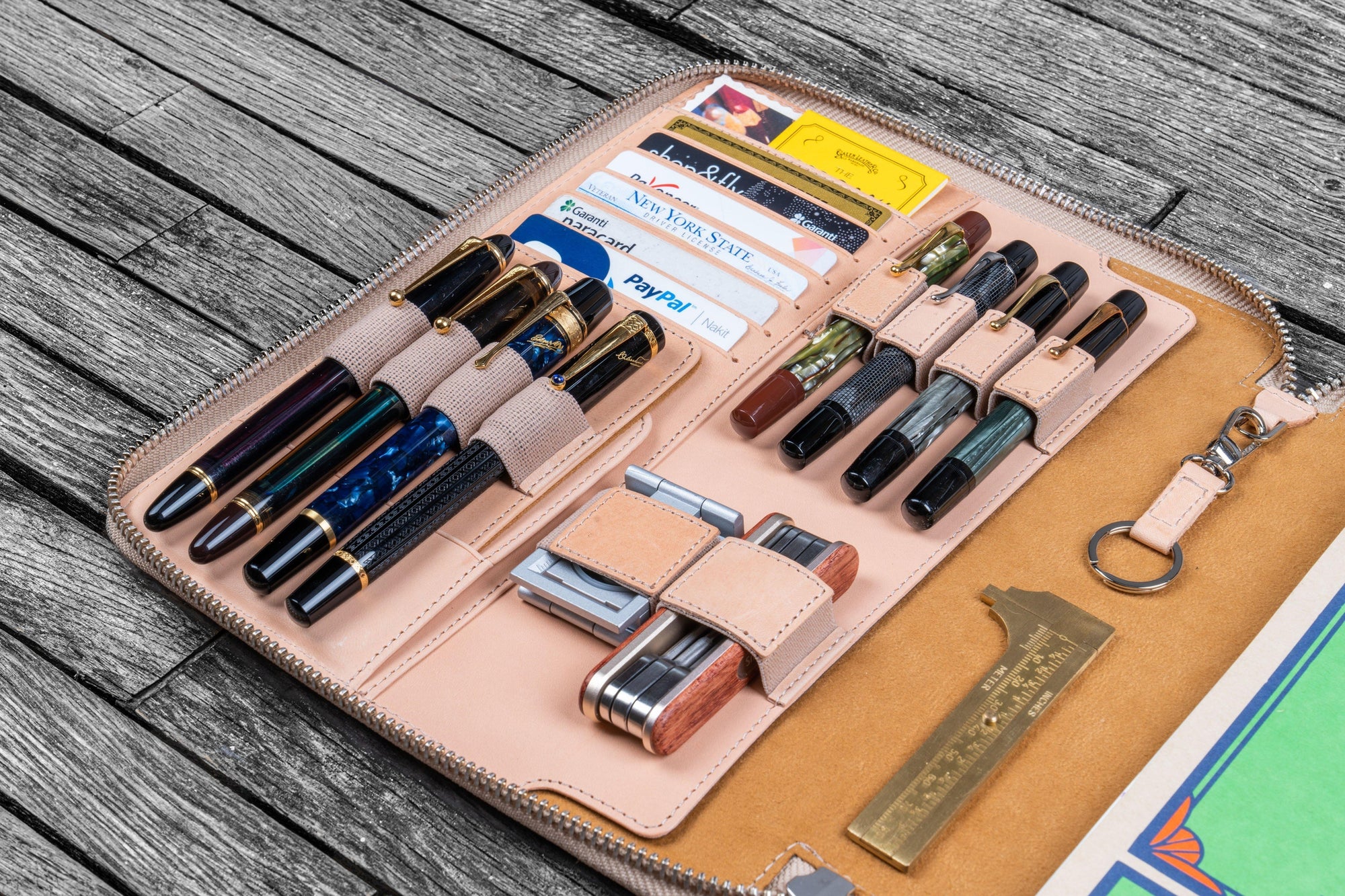 B5 Deri Organizer ve Kalemlik - Undyed Leather