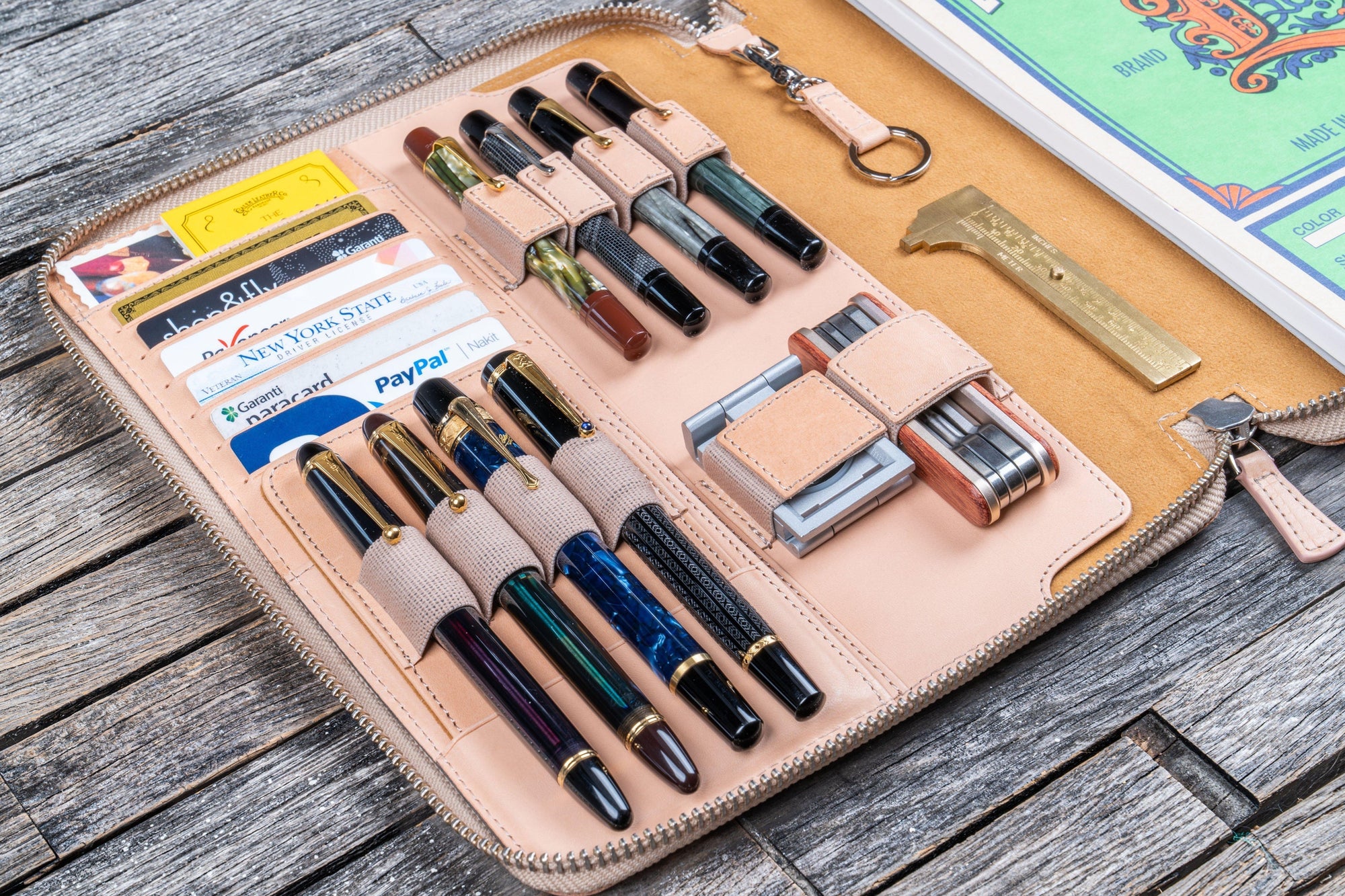 B5 Deri Organizer ve Kalemlik - Undyed Leather