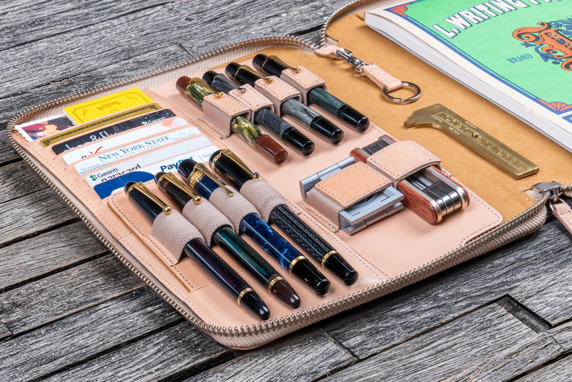 B5 Deri Organizer ve Kalemlik - Undyed Leather