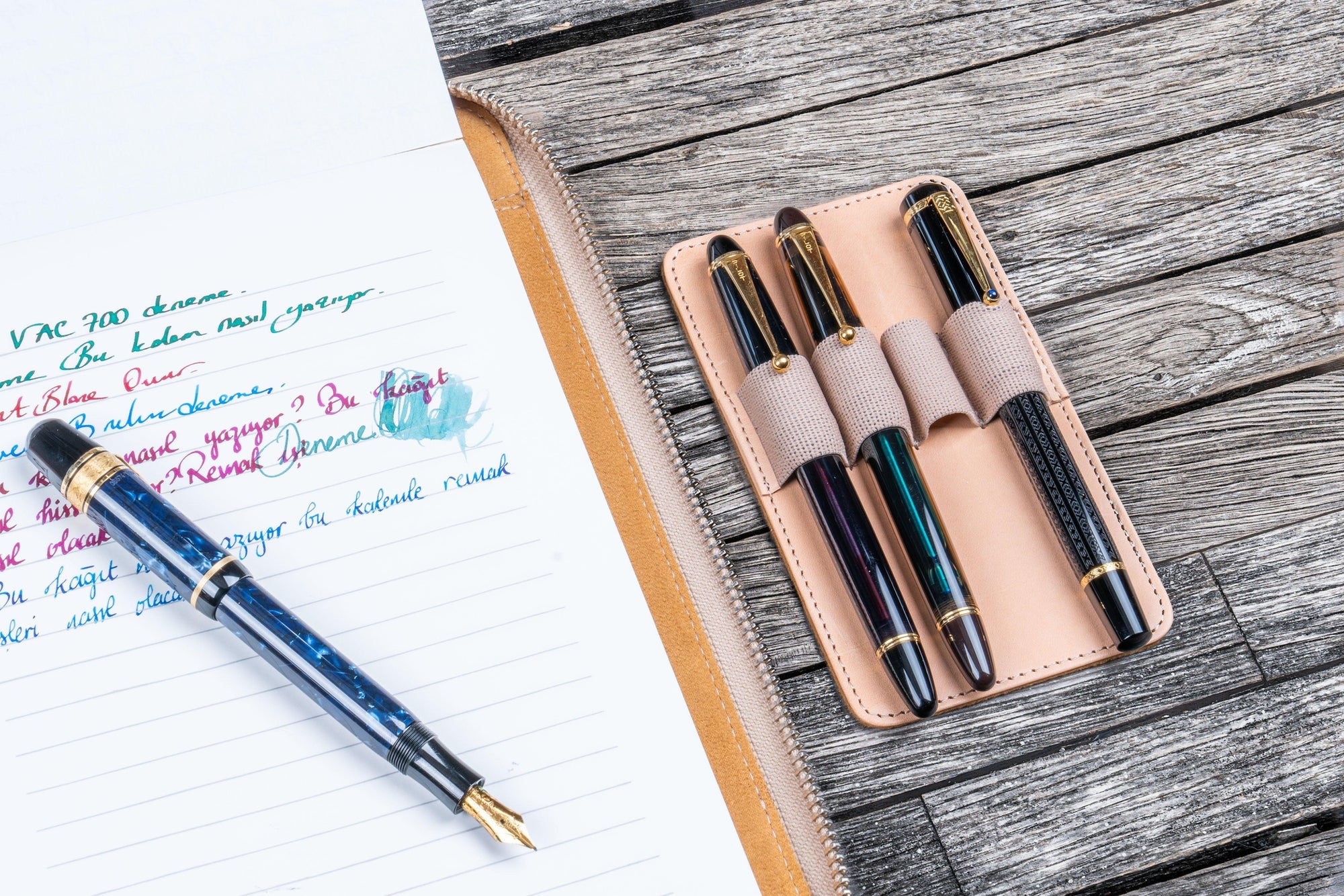 B5 Deri Organizer ve Kalemlik - Undyed Leather