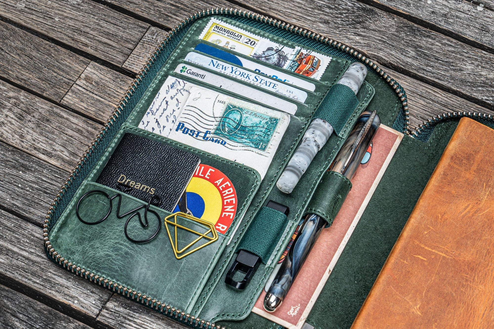 B6 / B6 Slim Deri Organizer - Crazy Horse Forest Green