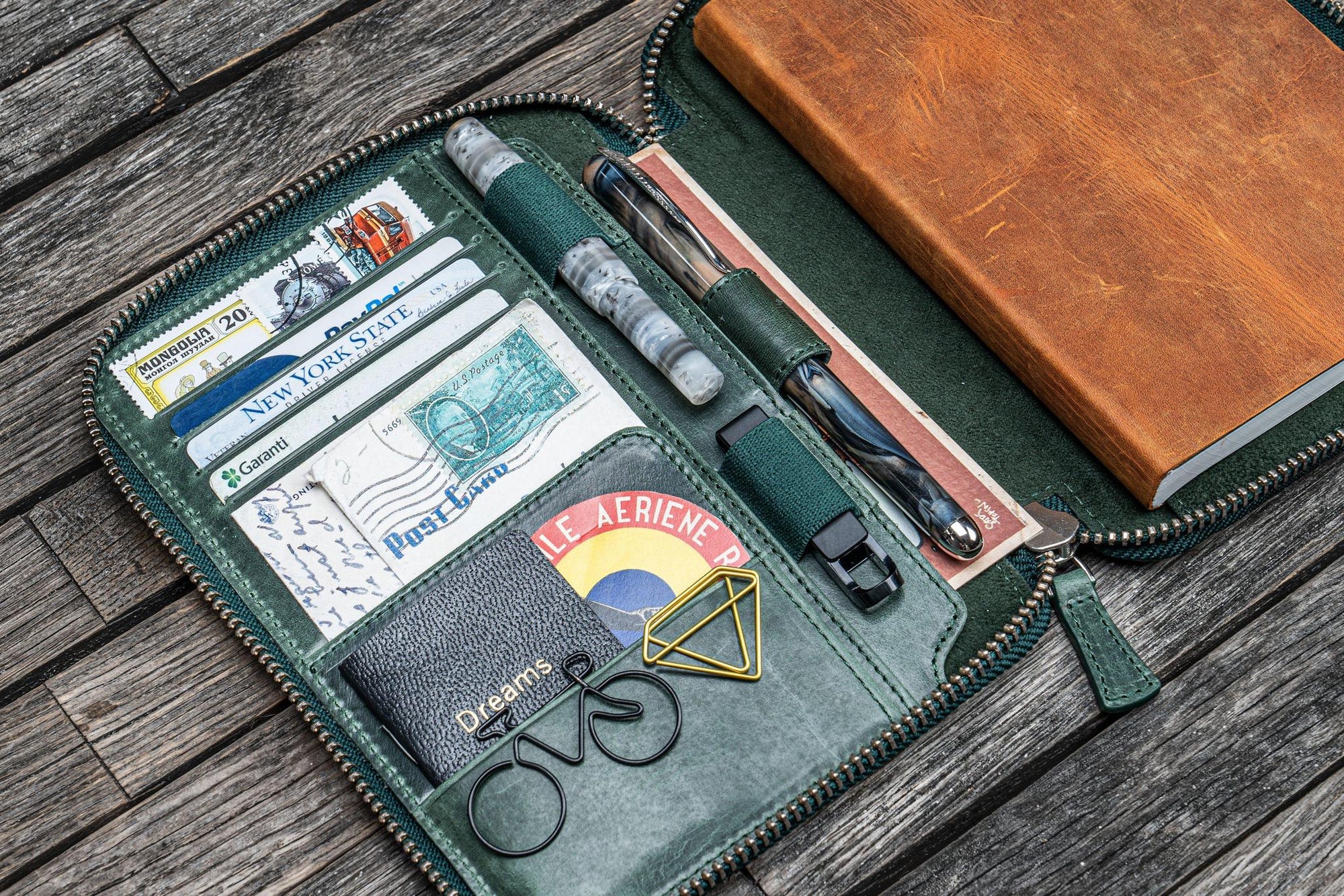 B6 / B6 Slim Deri Organizer - Crazy Horse Forest Green