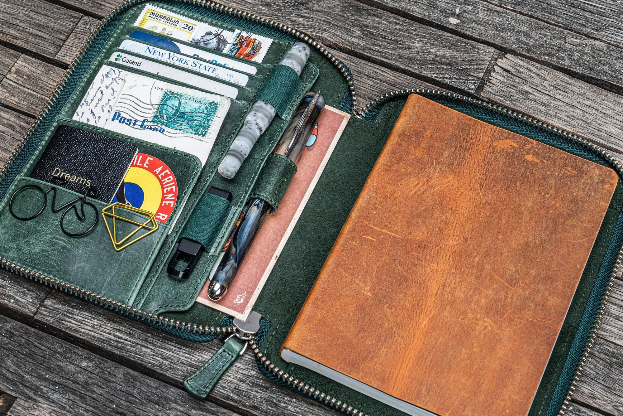 B6 / B6 Slim Deri Organizer - Crazy Horse Forest Green