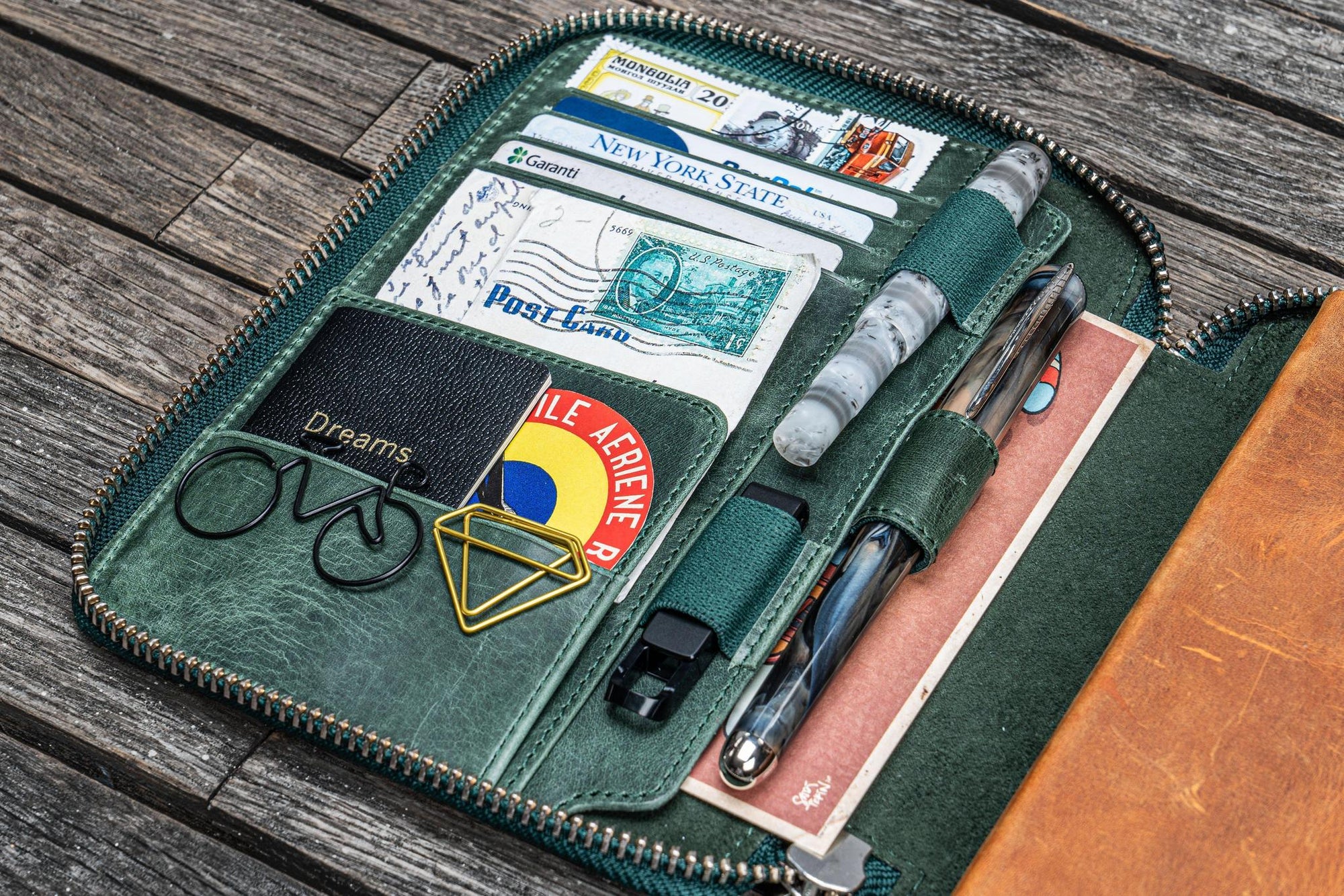 B6 / B6 Slim Deri Organizer - Crazy Horse Forest Green