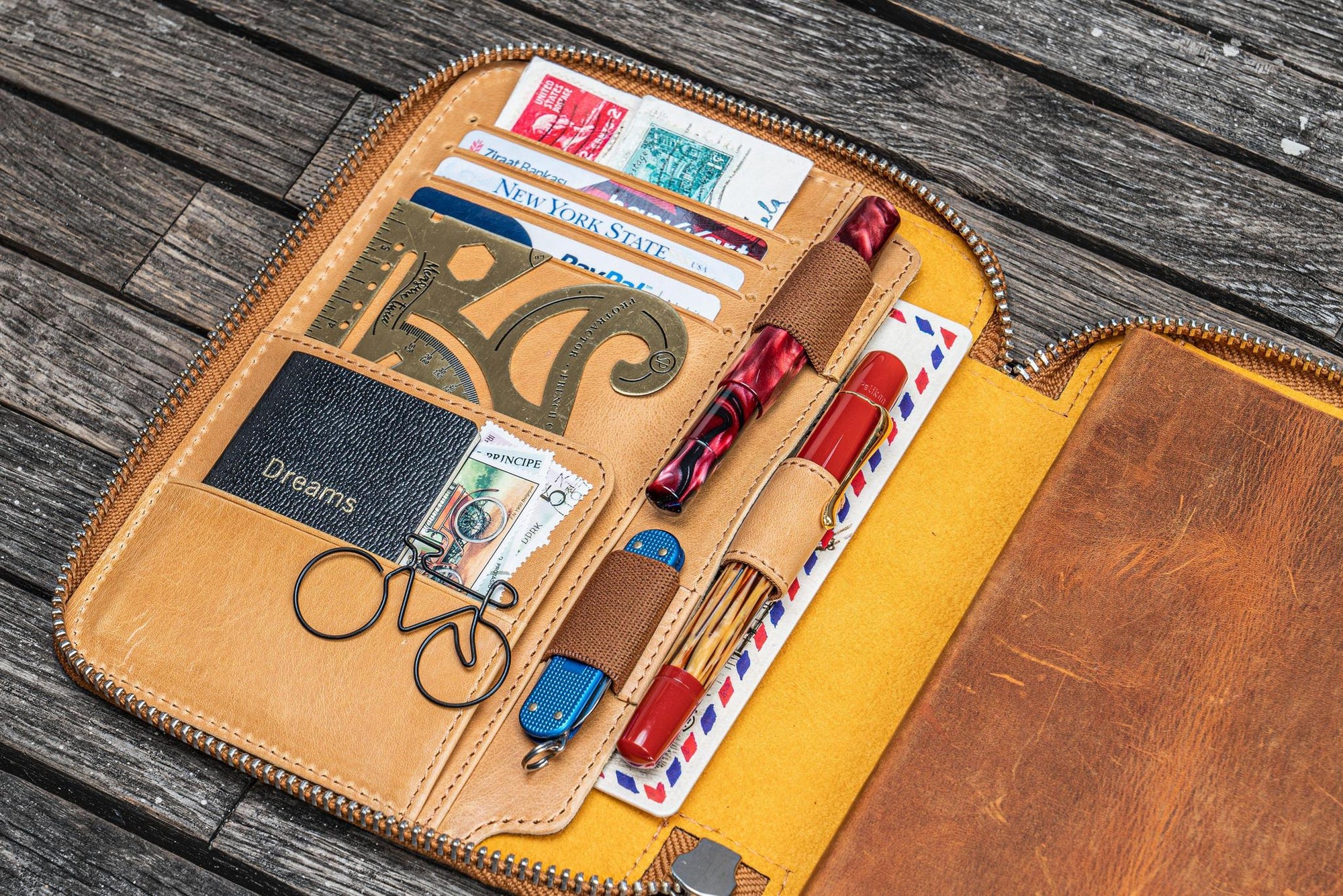 B6 / B6 Slim Deri Organizer - Crazy Horse Honey Ochre