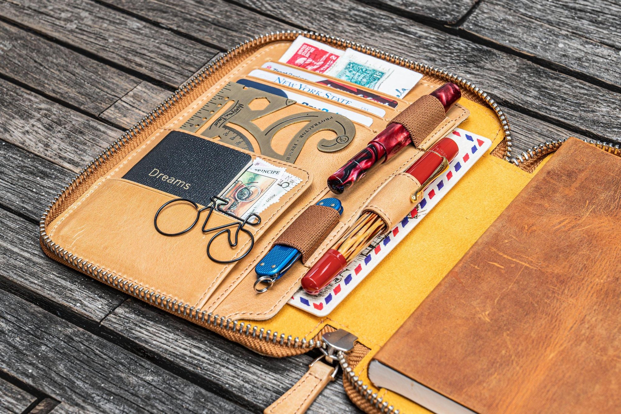 B6 / B6 Slim Deri Organizer - Crazy Horse Honey Ochre