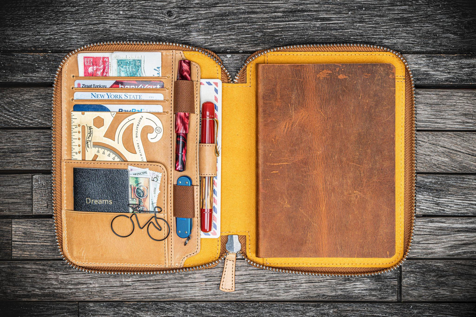 B6 / B6 Slim Deri Organizer - Crazy Horse Honey Ochre