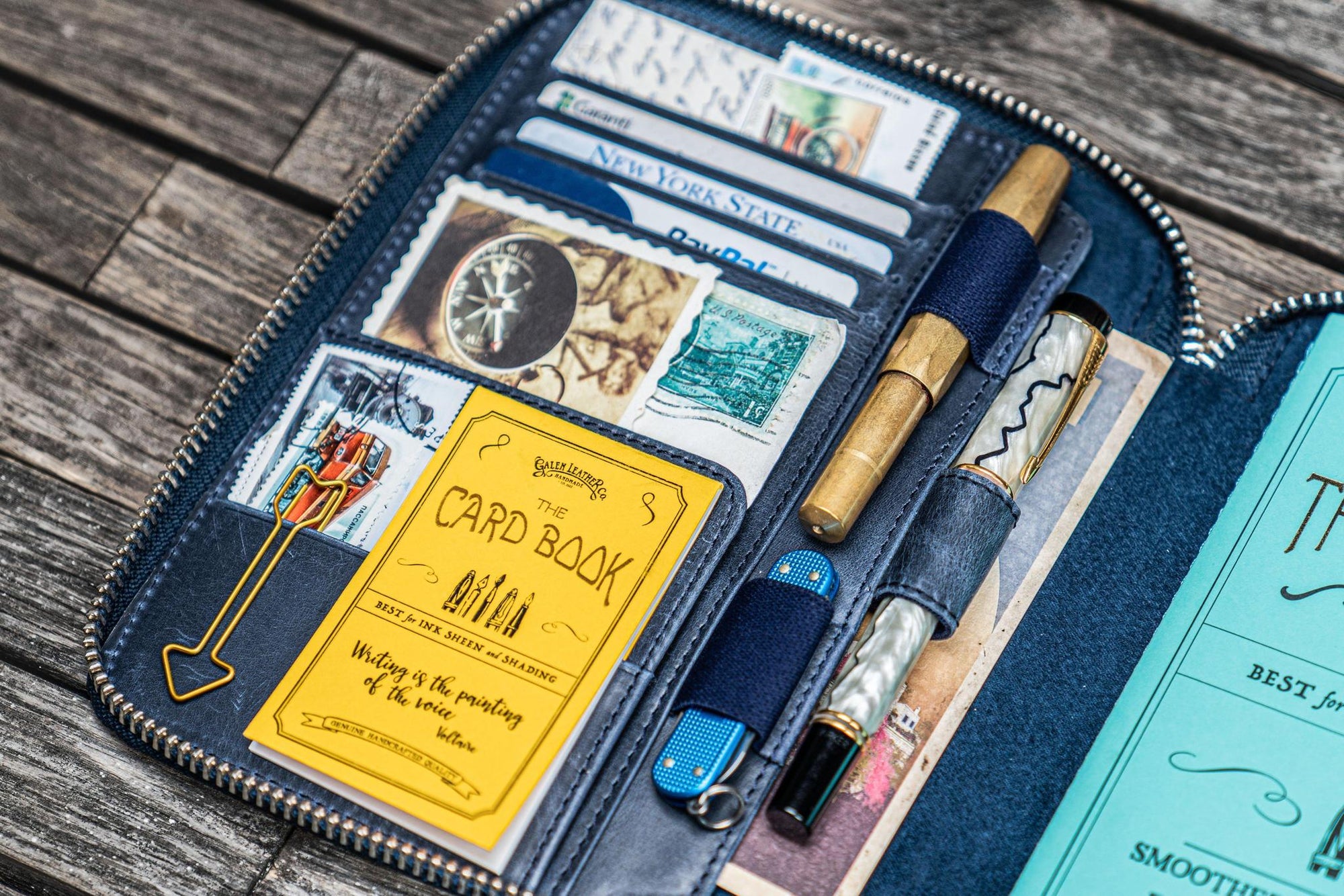 B6 / B6 Slim Deri Organizer - Crazy Horse Navy Blue