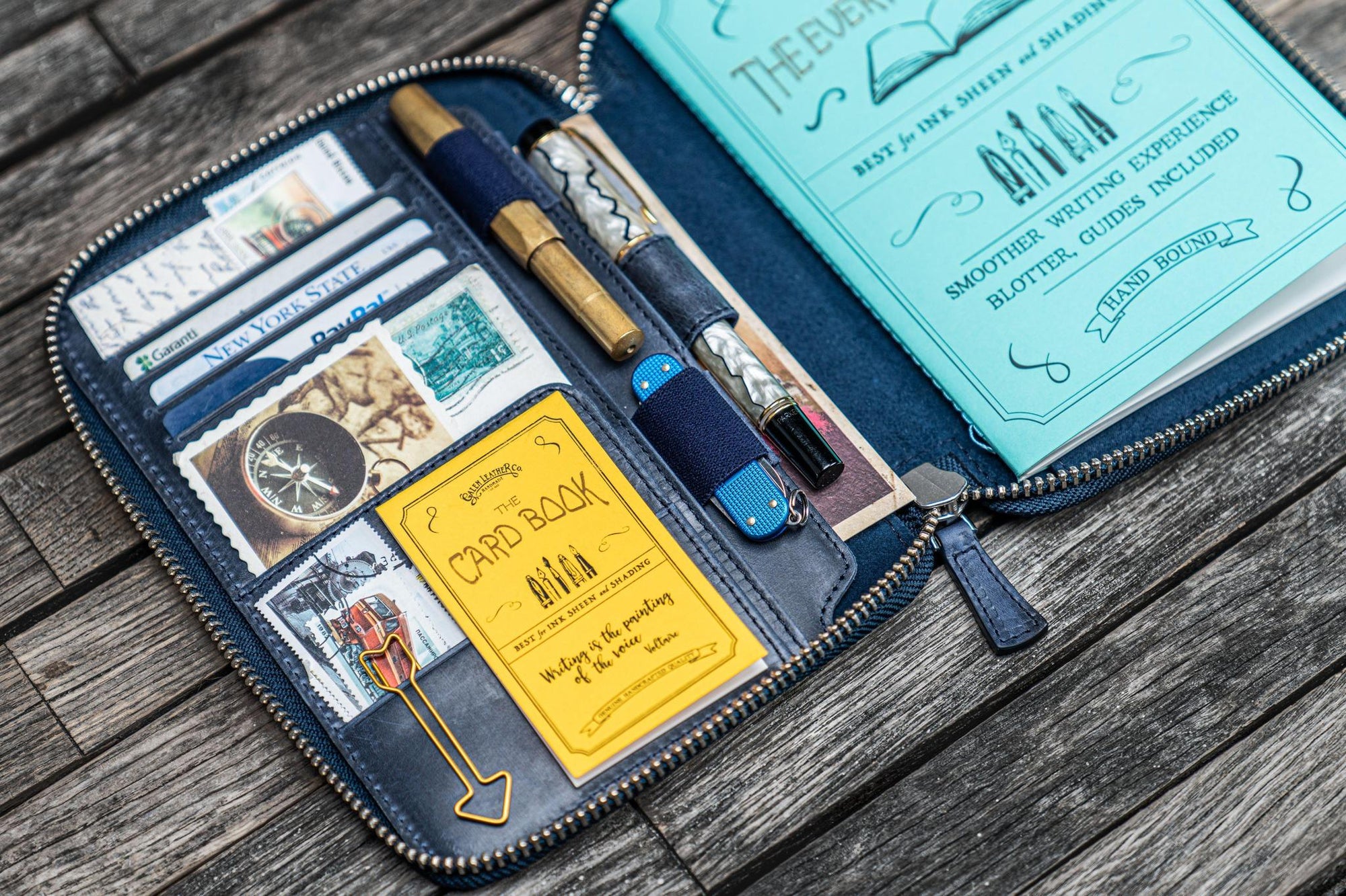 B6 / B6 Slim Deri Organizer - Crazy Horse Navy Blue