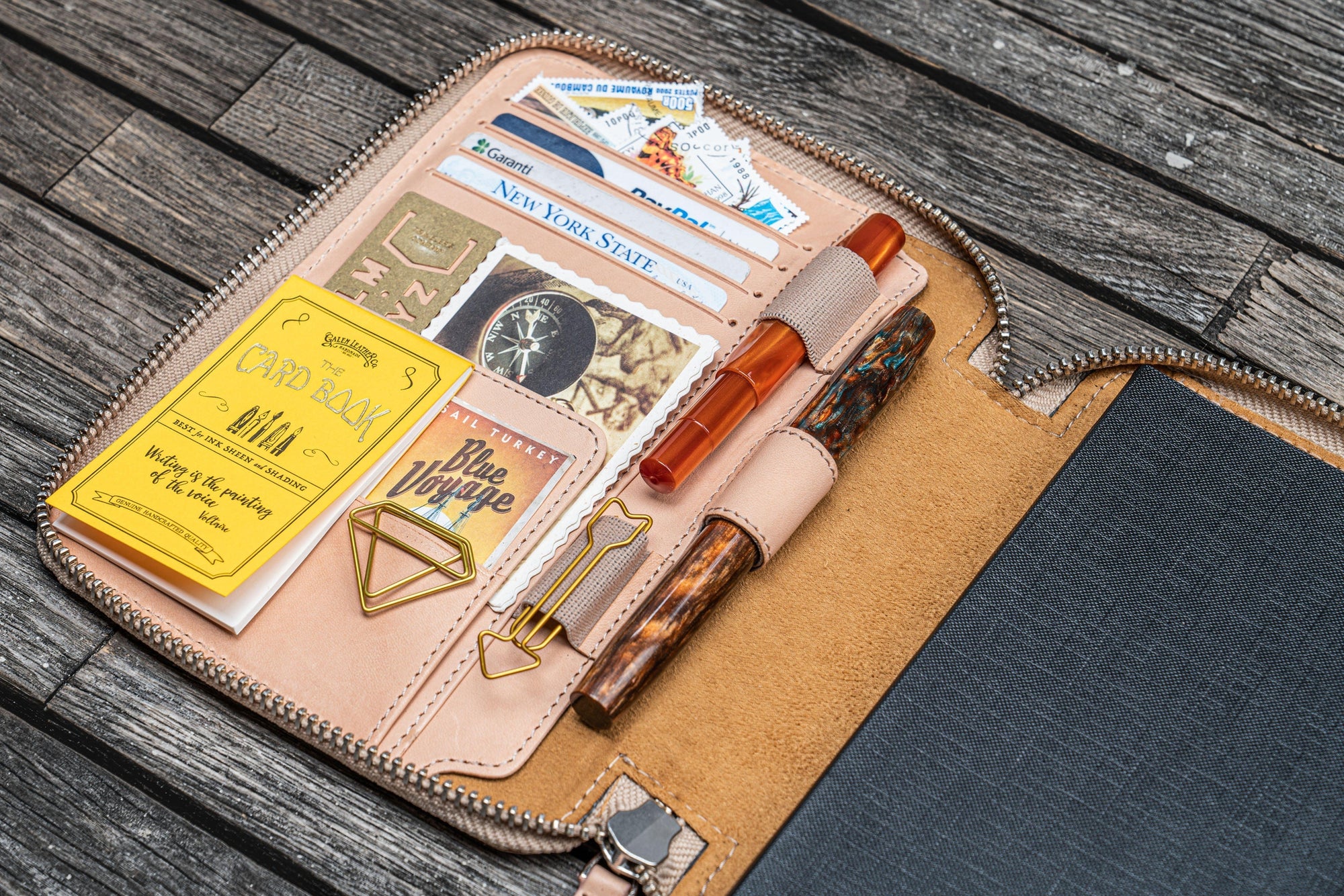 B6 / B6 Slim Deri Organizer - Undyed Leather