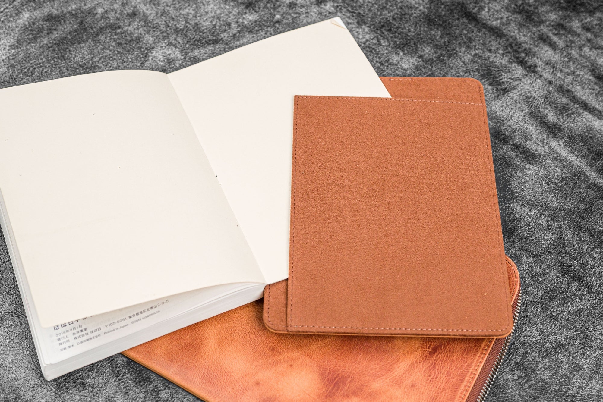 Bank Bag - Deri Fermuarlı Yazar Potföyü - Kalemlik - Crazy Horse Yanık Taba