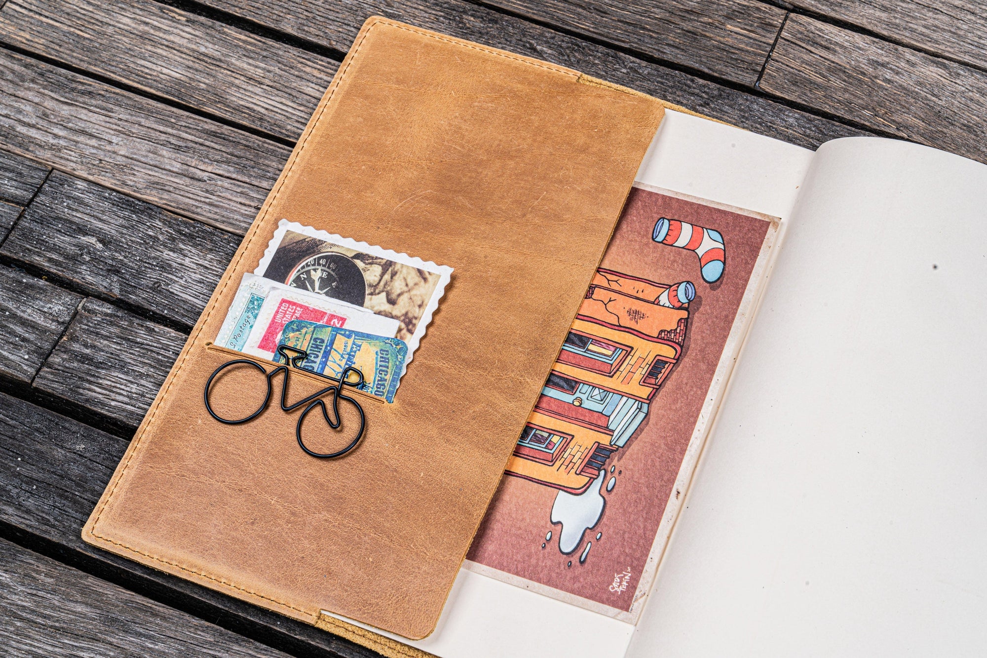 Deri A5 Defter Kılıfı - Crazy Horse Ochre (Toprak Sarı)