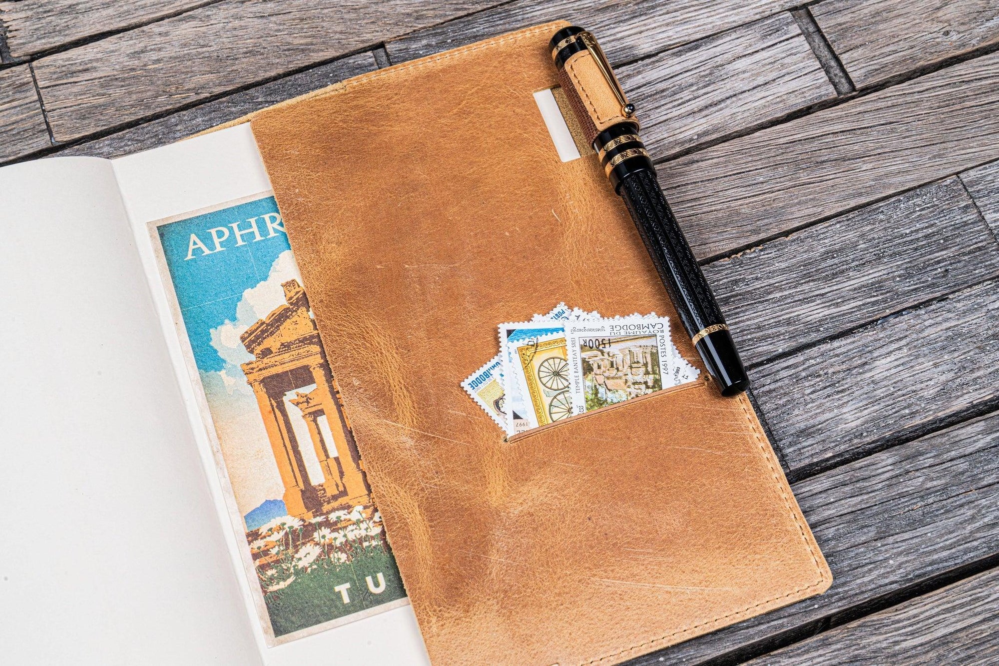 Deri A5 Defter Kılıfı - Crazy Horse Ochre (Toprak Sarı)