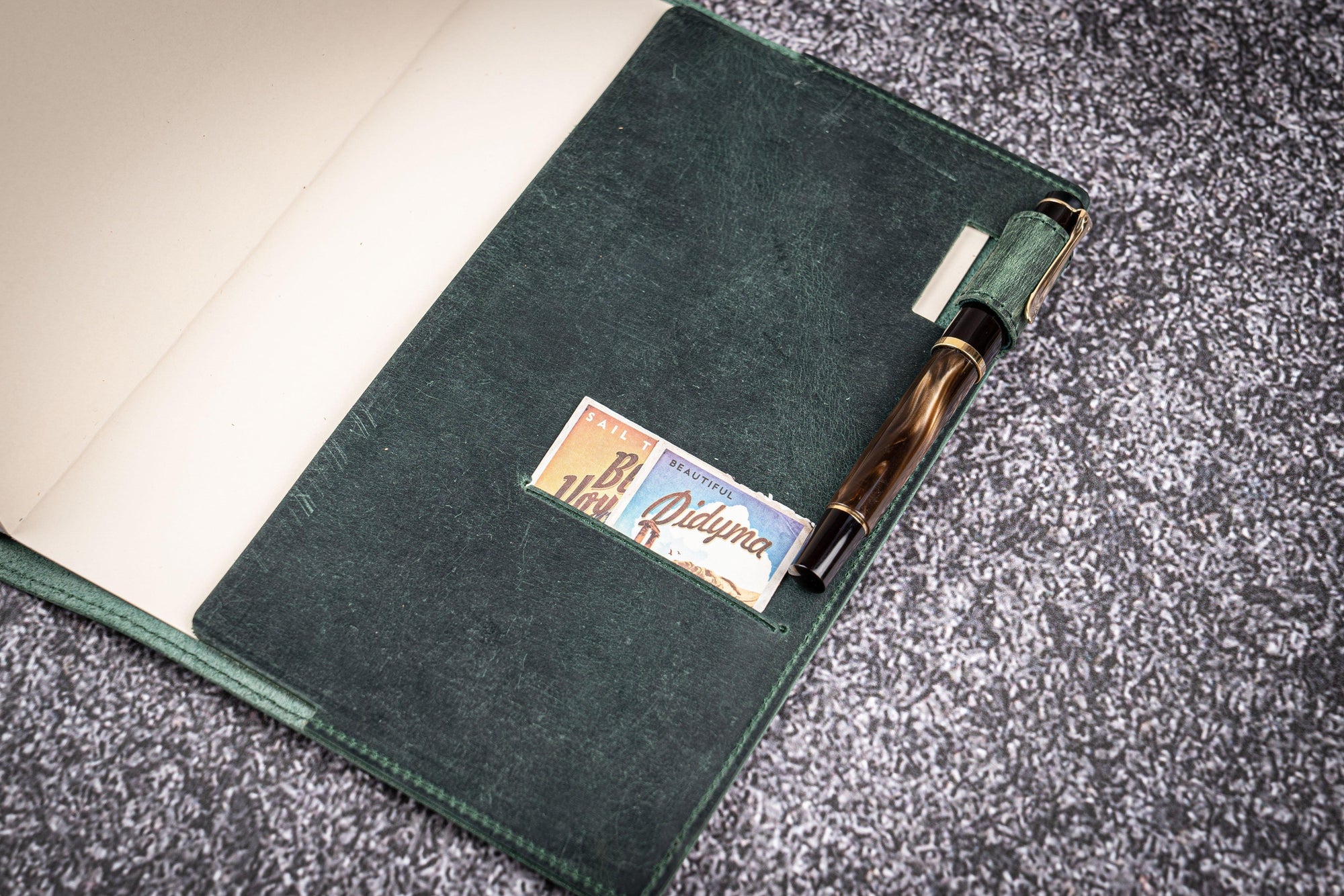 Deri A5 Defter Kılıfı - Crazy Horse Orman Yeşili