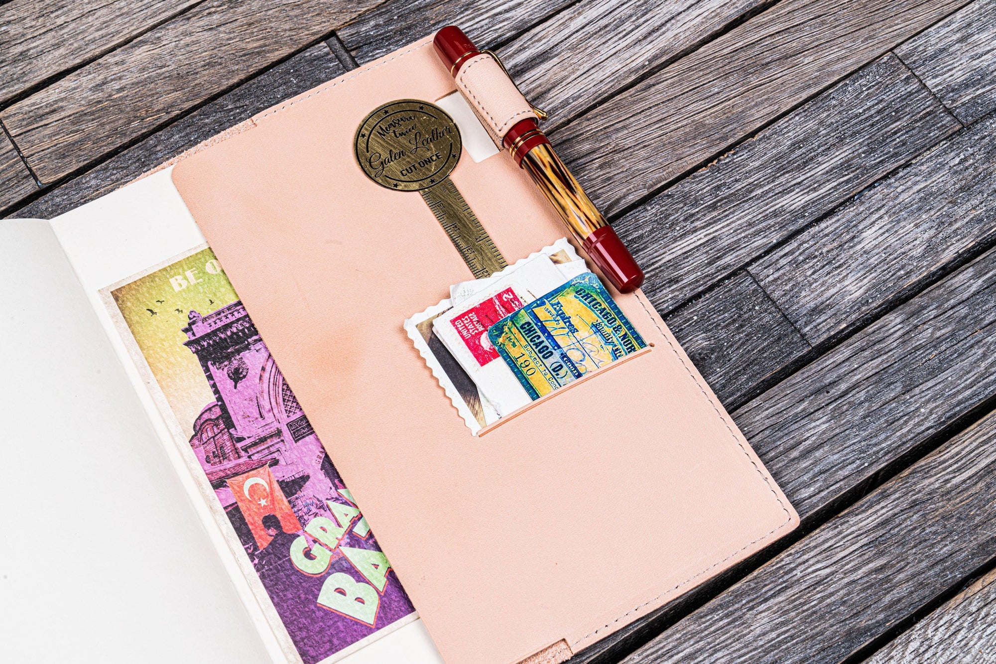 Deri A5 Defter Kılıfı - Natürel Deri