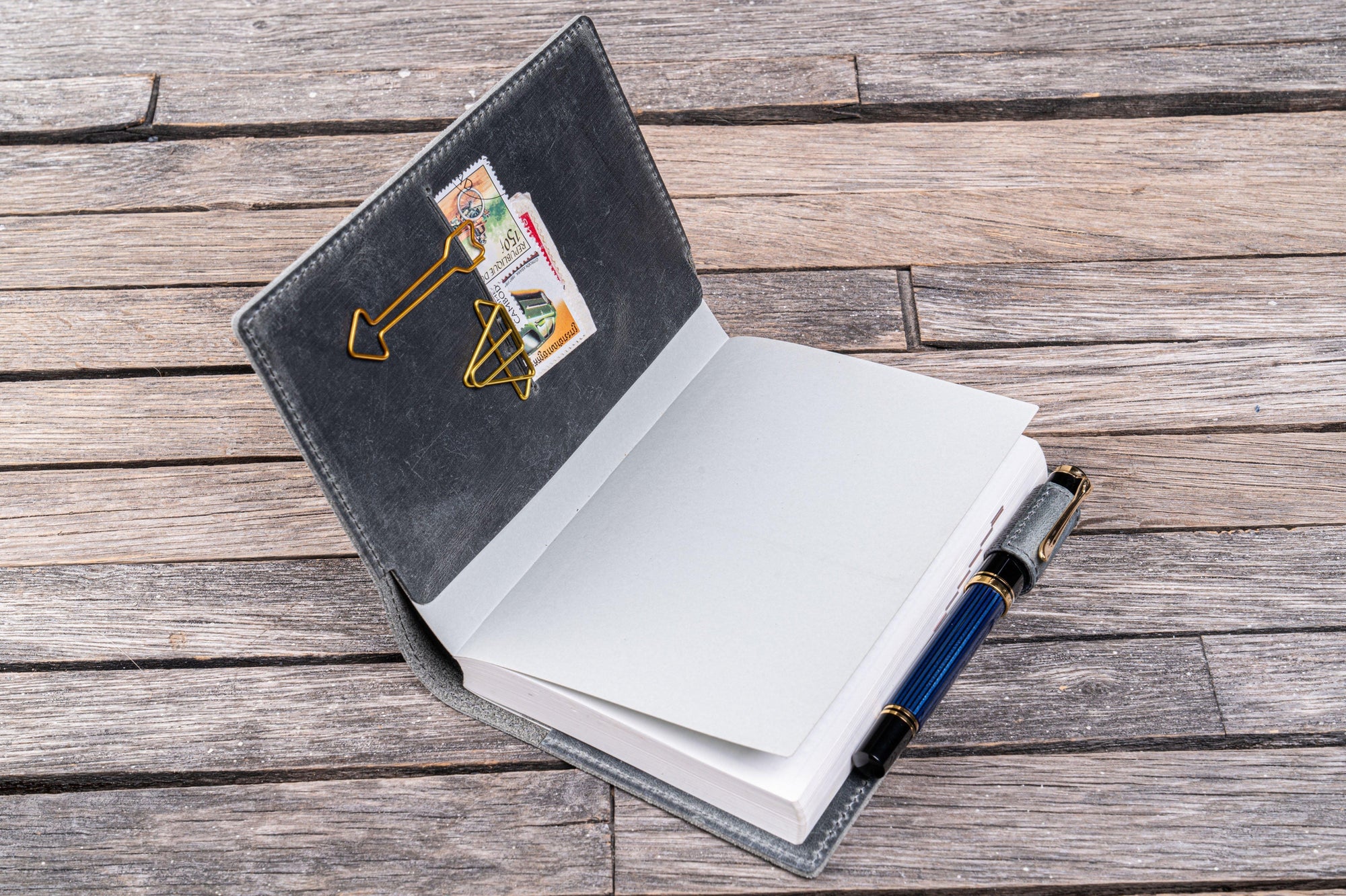 Deri A6 Defter Kılıfı - Crazy Horse Füme