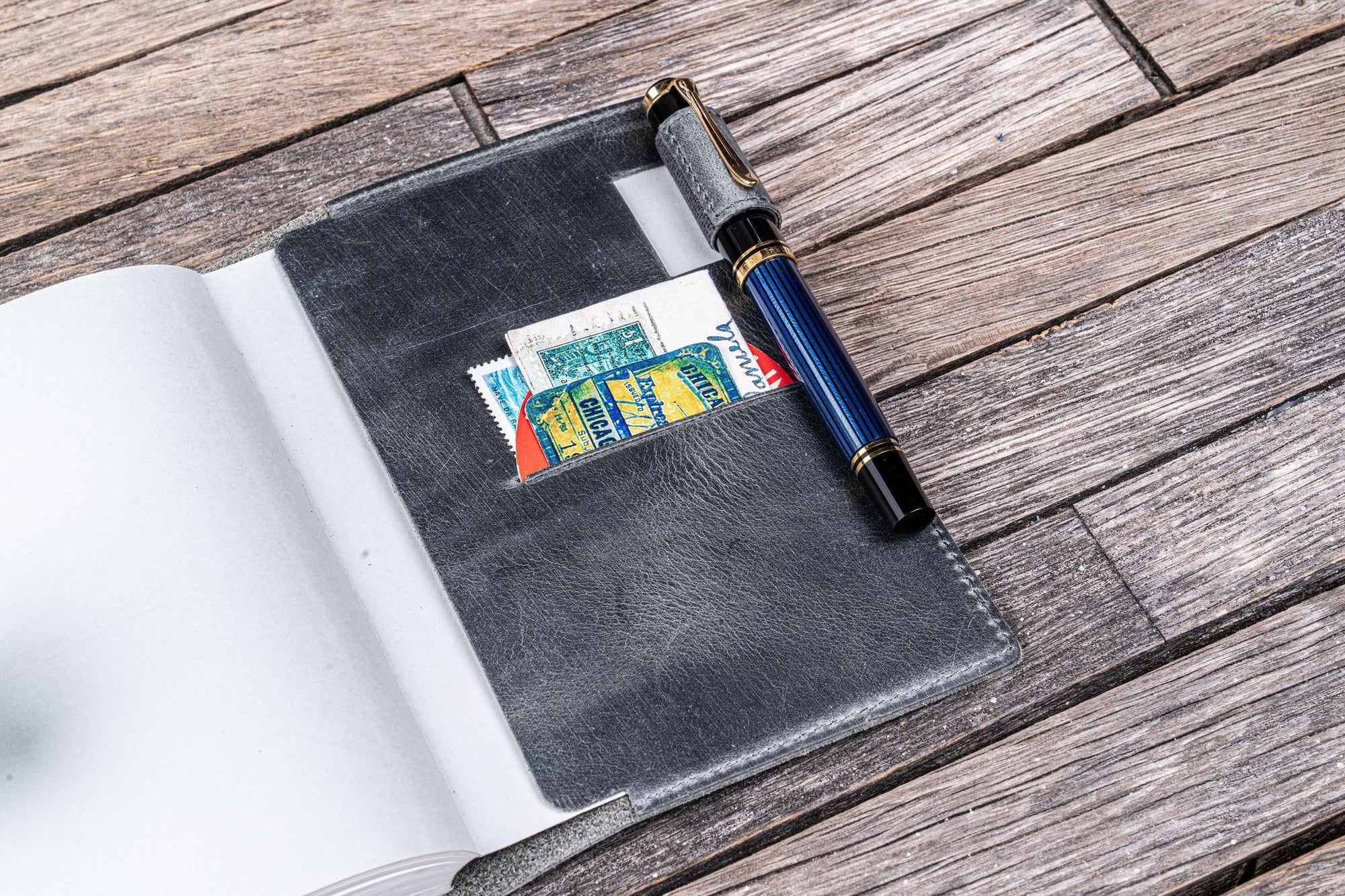 Deri A6 Defter Kılıfı - Crazy Horse Füme