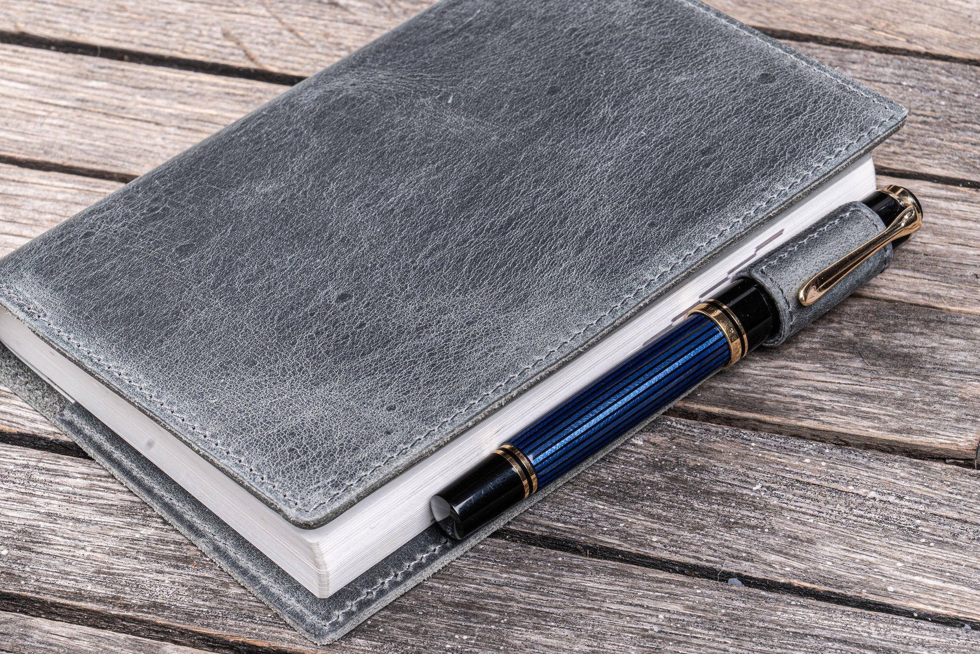 Deri A6 Defter Kılıfı - Crazy Horse Füme