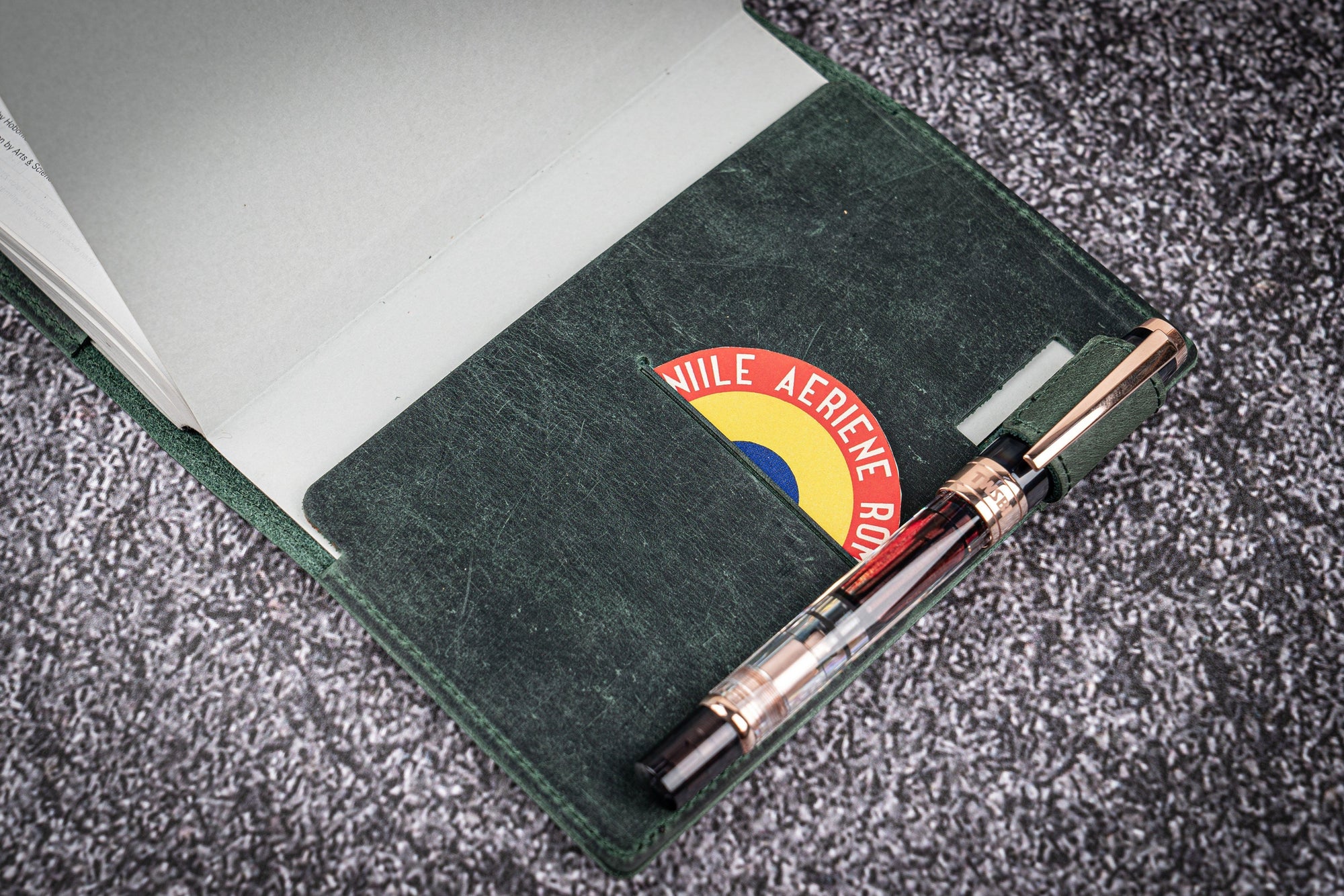 Deri A6 Defter Kılıfı - Crazy Horse Orman Yeşili