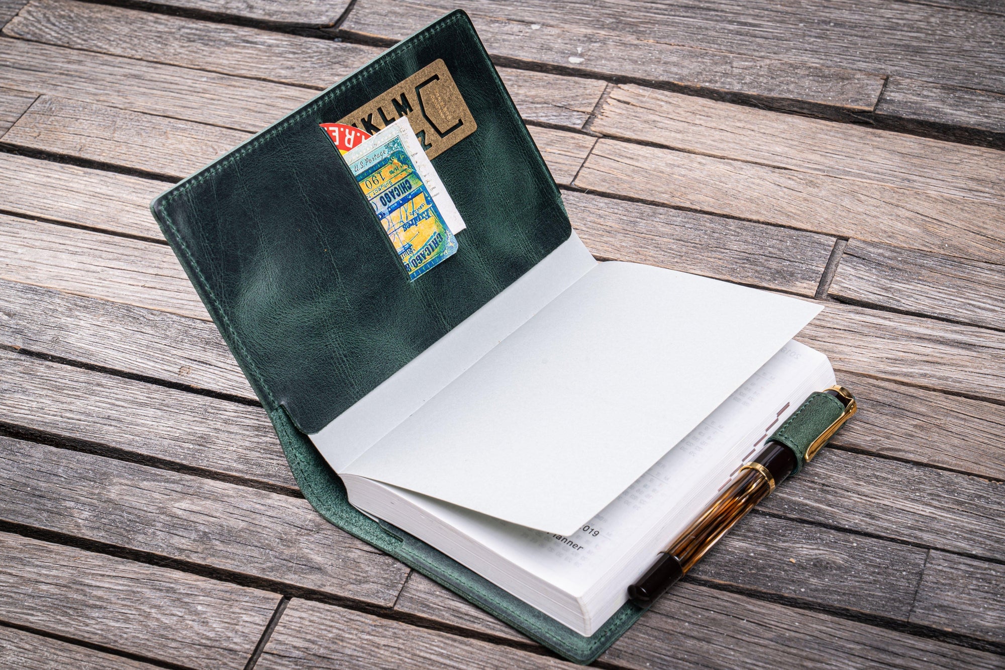 Deri A6 Defter Kılıfı - Crazy Horse Orman Yeşili