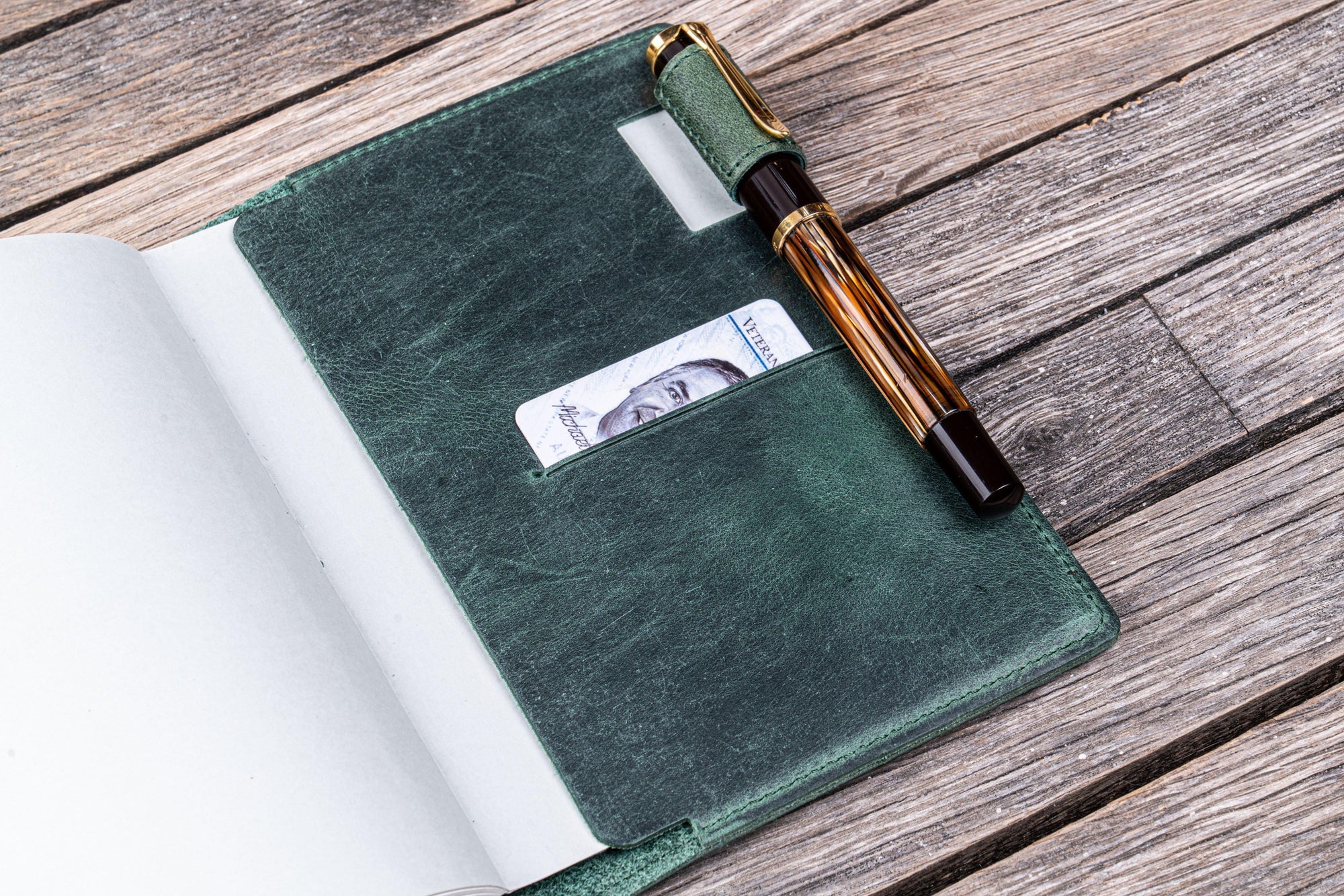 Deri A6 Defter Kılıfı - Crazy Horse Orman Yeşili