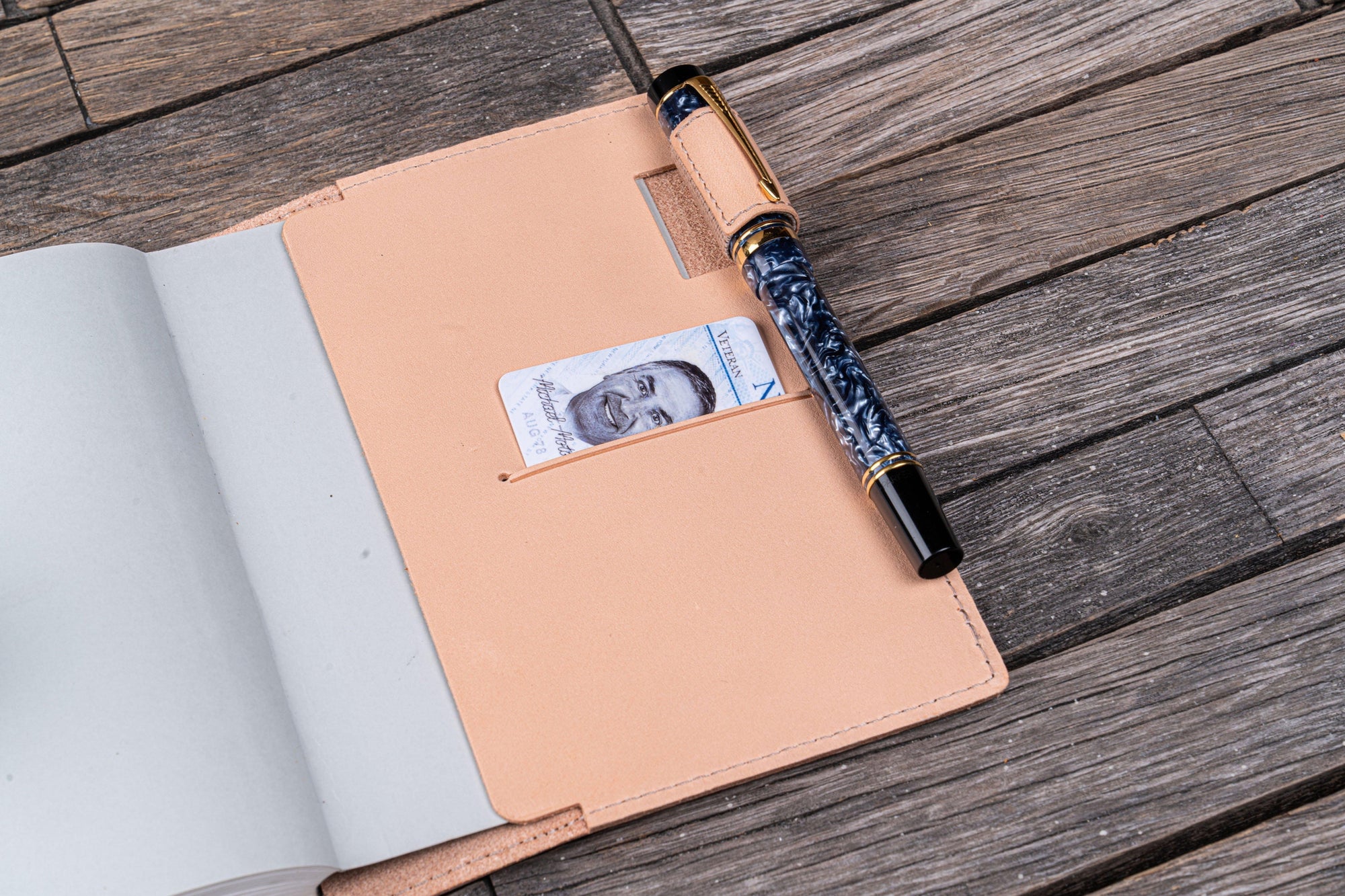 Deri A6 Defter Kılıfı - Natürel Deri