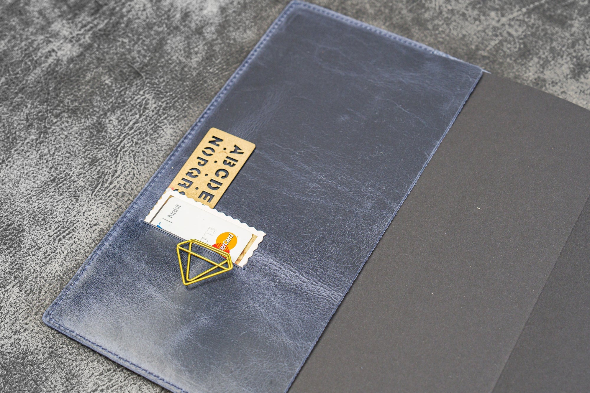 Deri B5 Defter Kılıfı - Crazy Horse Lacivert