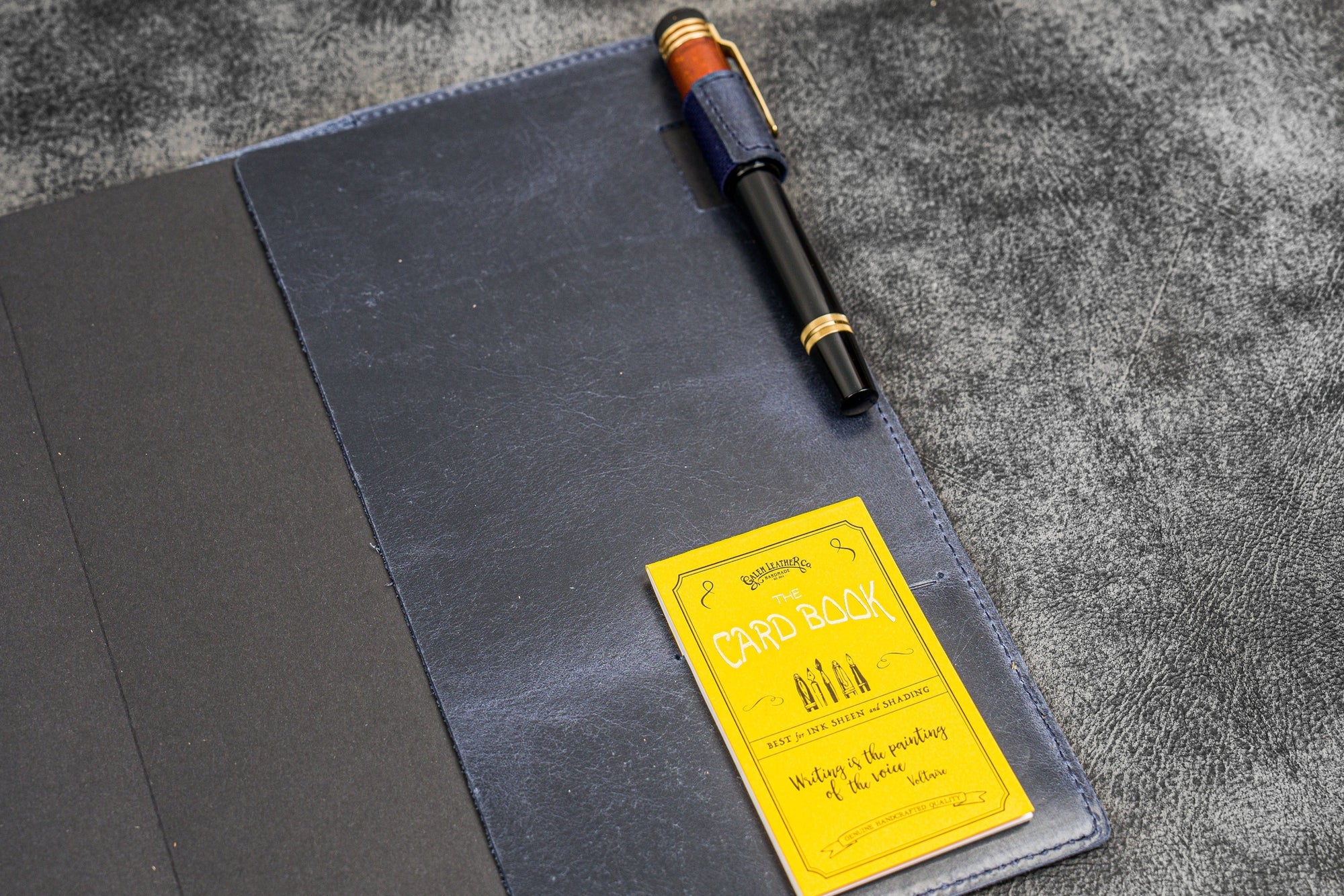 Deri B5 Defter Kılıfı - Crazy Horse Lacivert