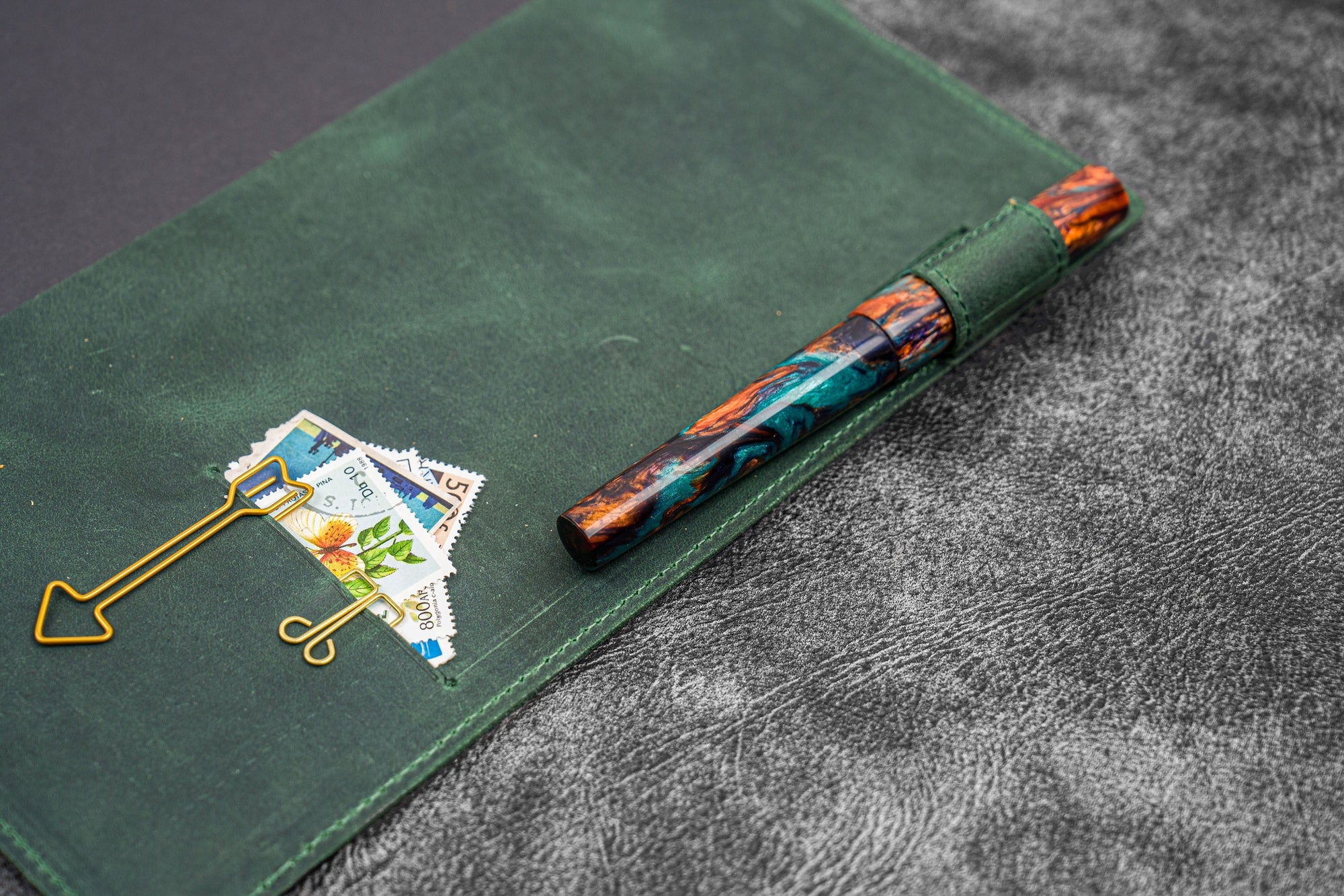 Deri B5 Defter Kılıfı - Crazy Horse Orman Yeşili