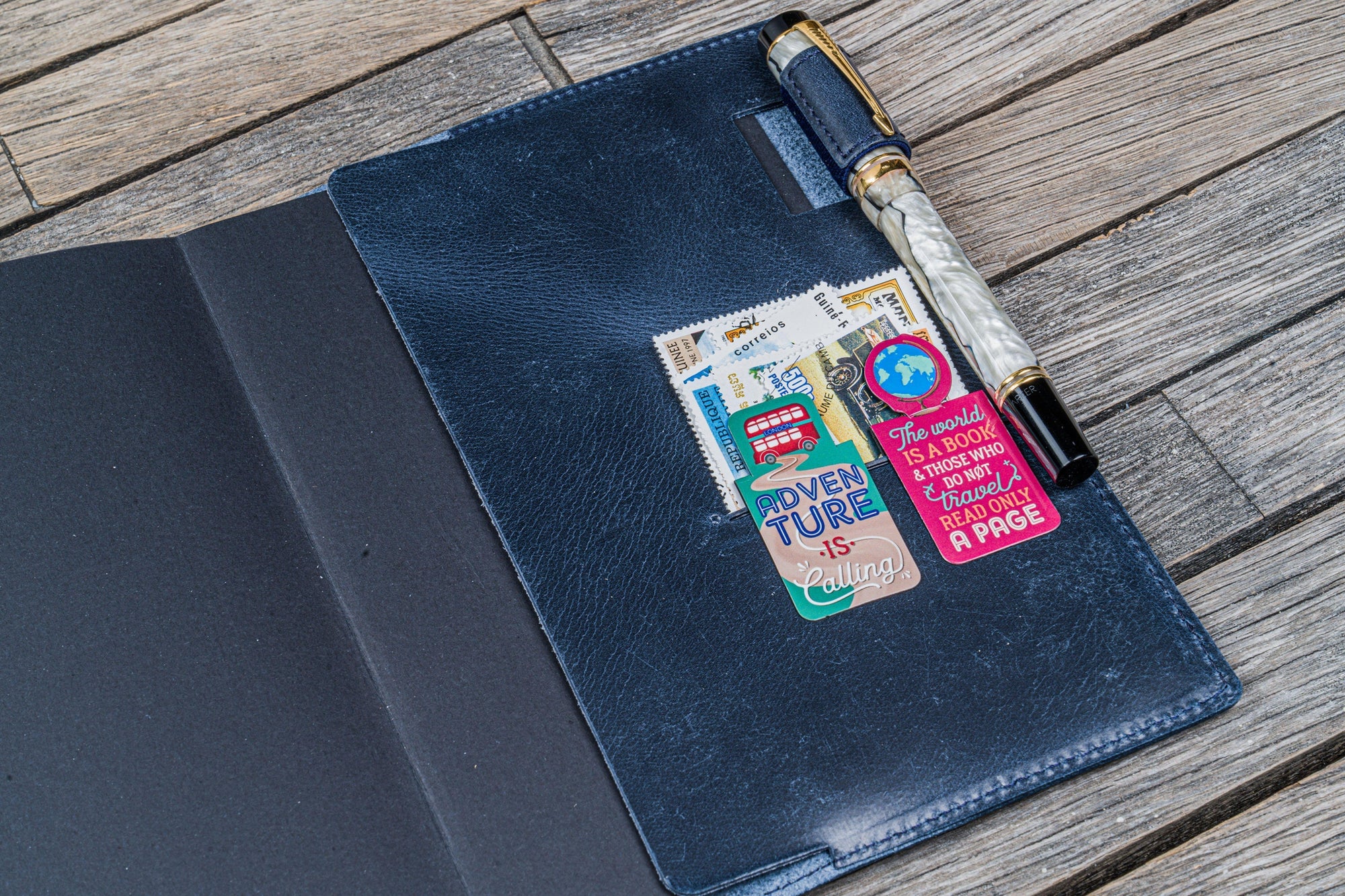 Deri B6 Defter Kılıfı - Crazy Horse Lacivert