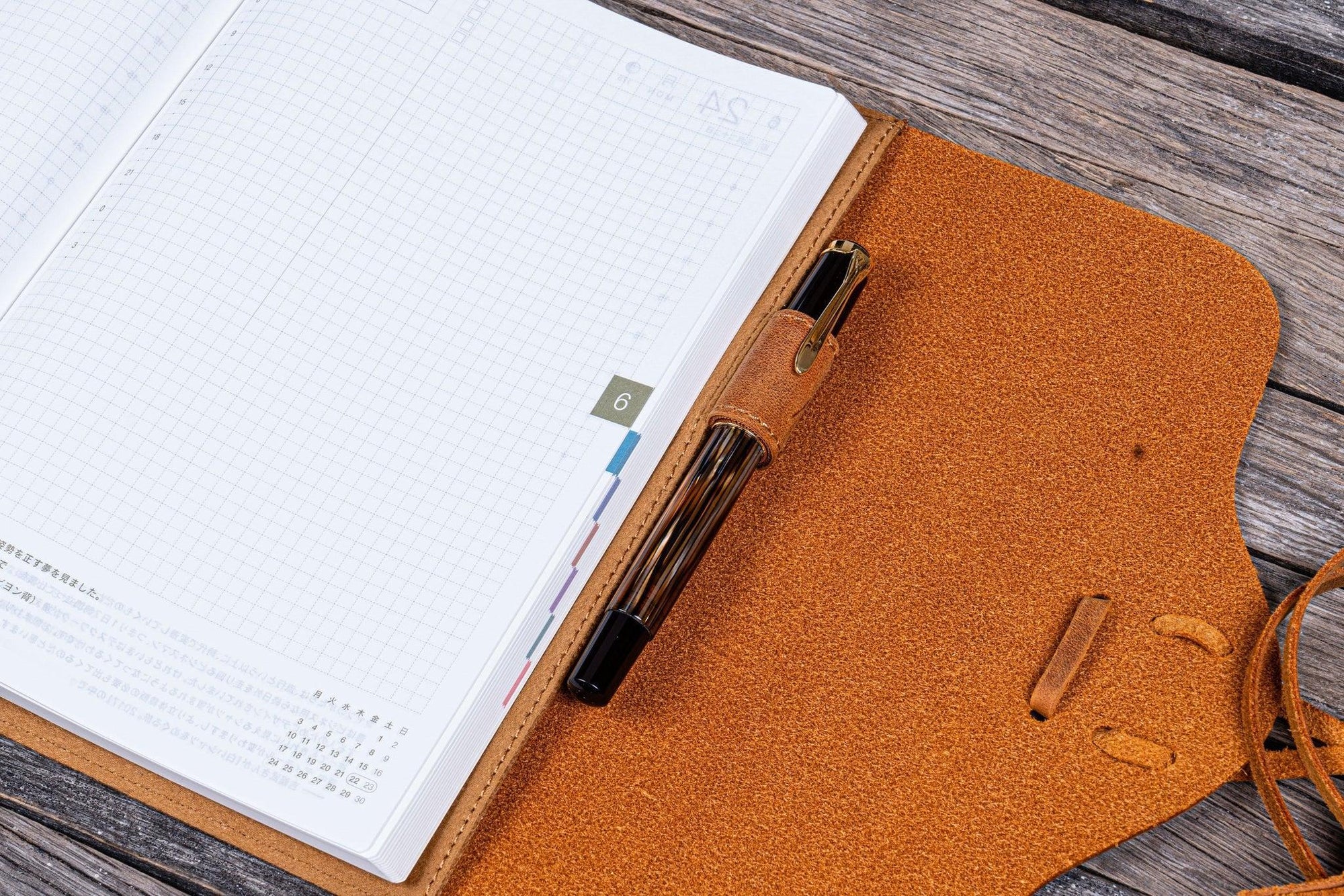 Deri Bağcıklı A5 Defter Kitap Kılıfı - Crazy Horse Brown