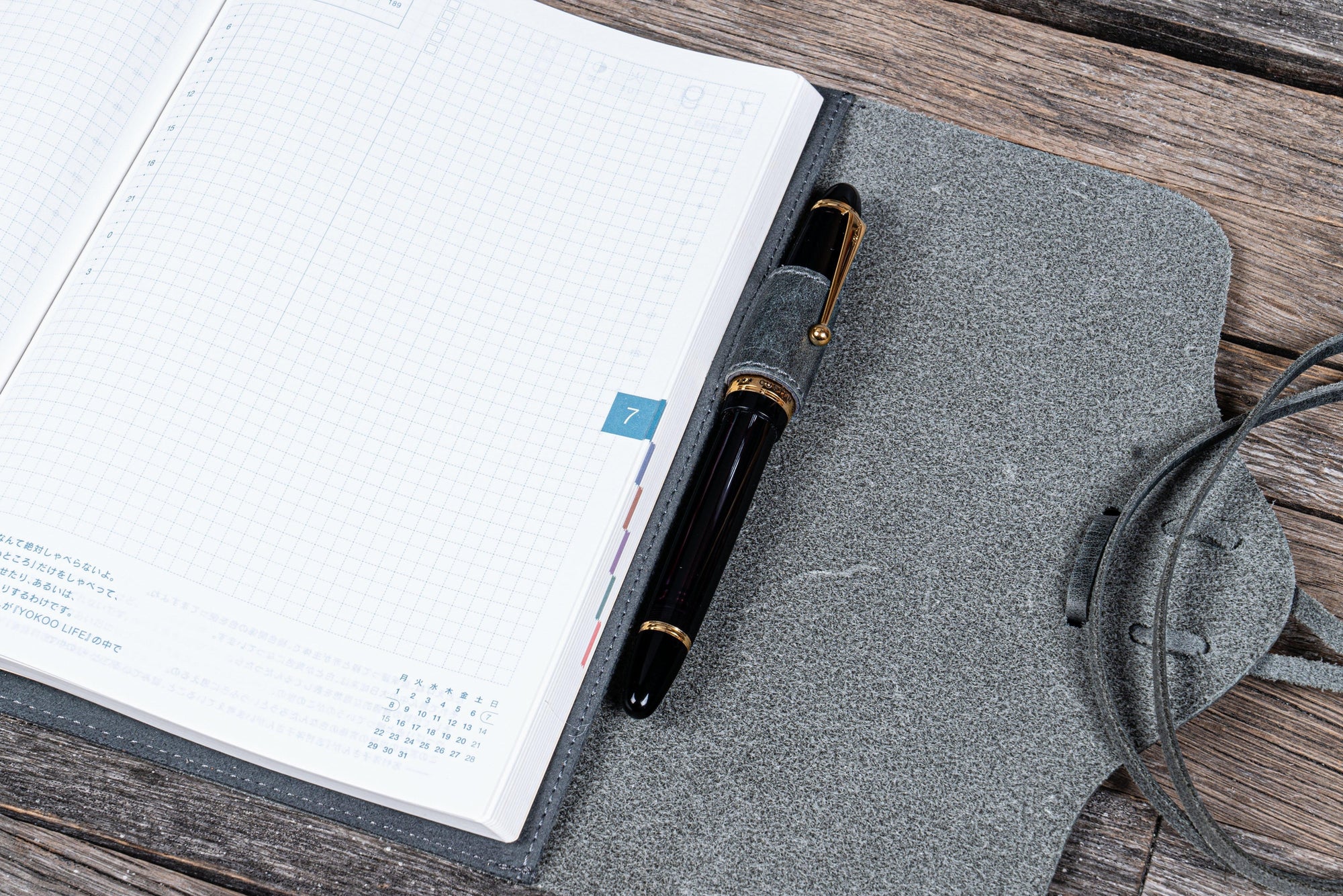 Deri Bağcıklı A5 Defter Kitap Kılıfı - Crazy Horse Smoky